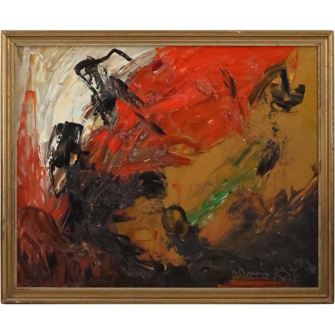 Morris Katz 1979, Jewish American, Acrylic Painting, ABSTRACT [unusual for this artist] (1 of 20)