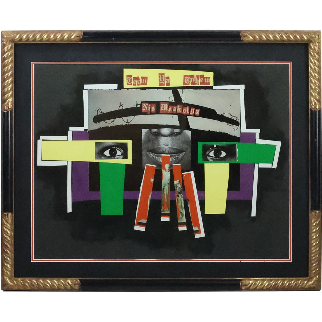 Modern Design Mixed Media Collage, Artist Signed Illegible (1 of 20)