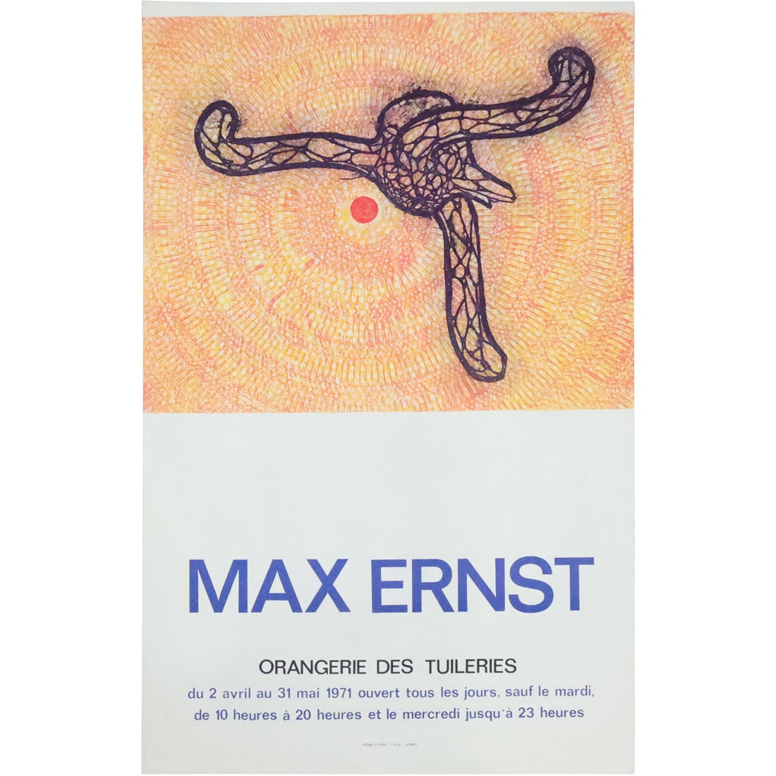 Exhibition Poster 1971 MAX ERNST "Orangerie Des Tuileries": Exhibition Poster 1971 MAX ERNST "Orangerie Des Tuileries" size: 28.25 x 17.75