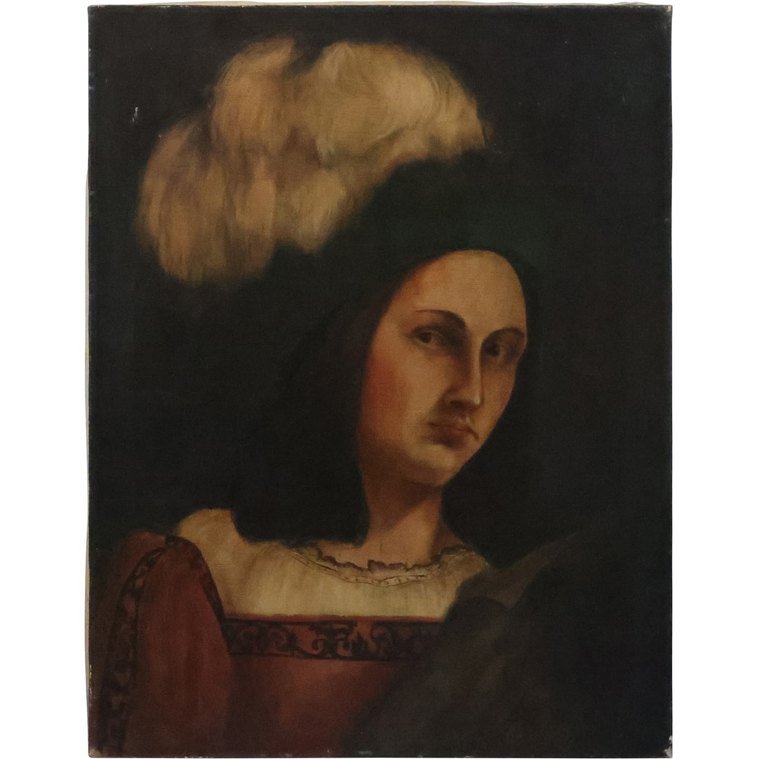Vintage Lithography on Canvas Portrait of a Renaissance Woman: Vintage Lithography on Canvas Portrait of a Renaissance Woman. size: 26 x 20