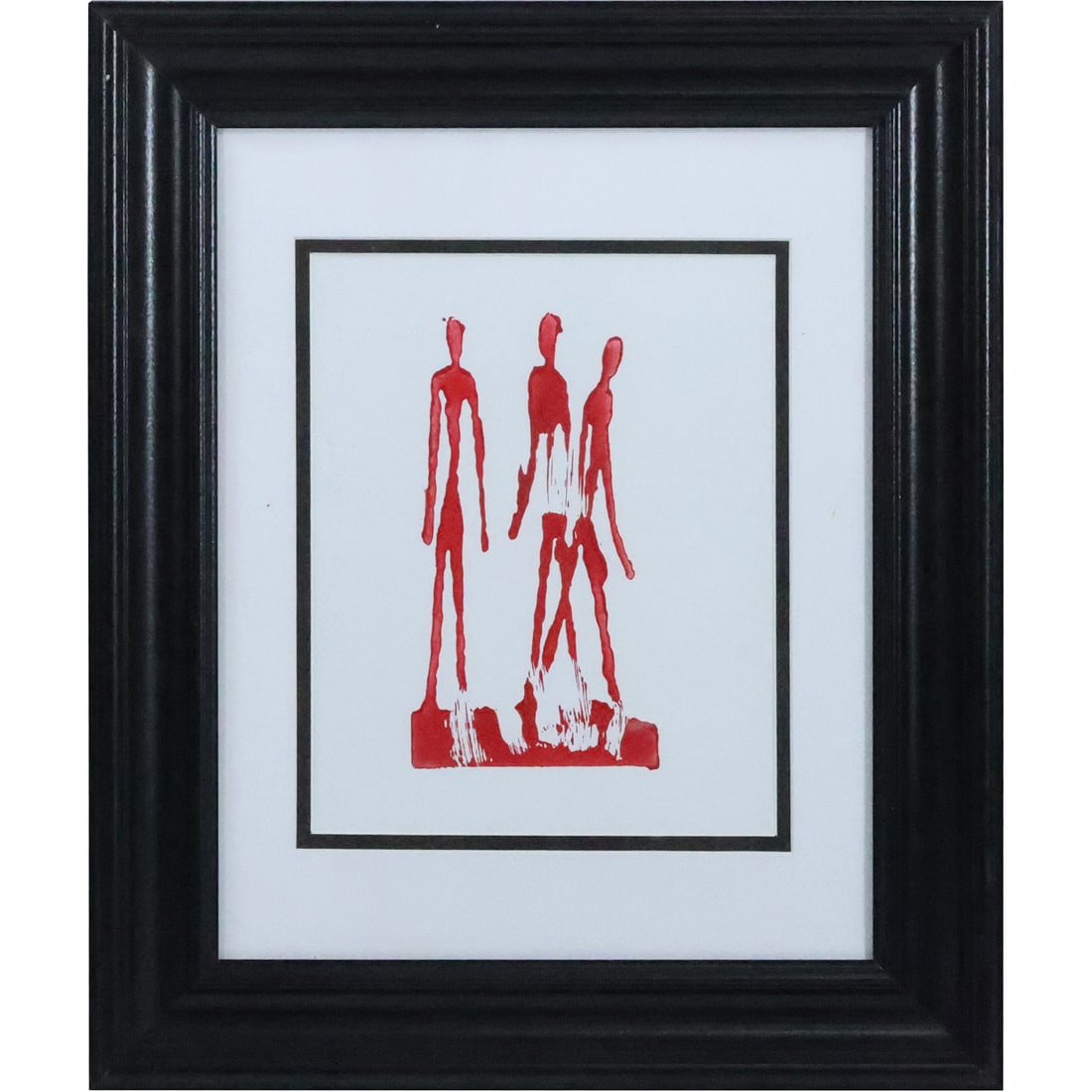 Alberto Giacometti Red Figures Silkscreen, unsigned, Framed (1 of 16)