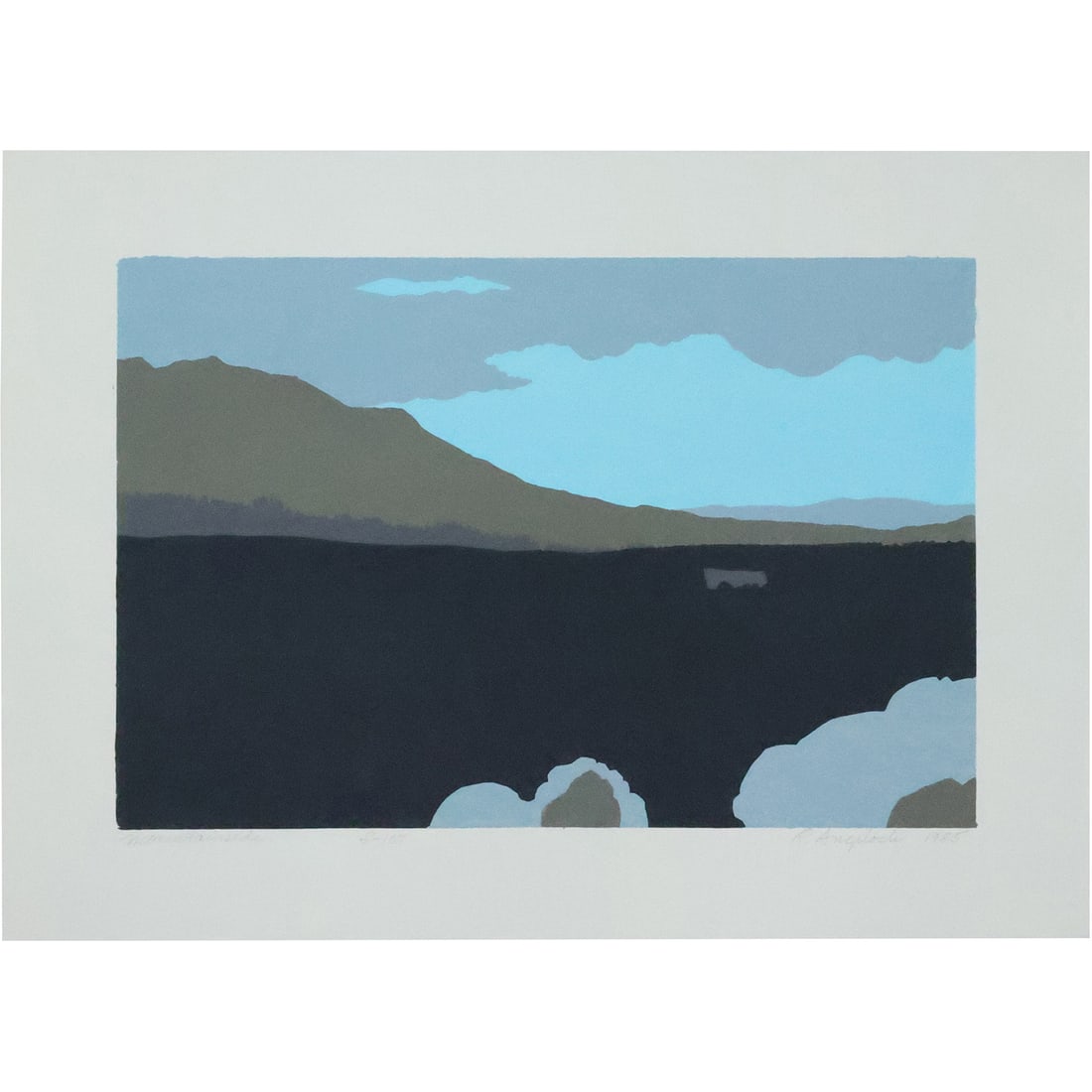 Robert Angeloch 1922-2011, Color Woodcut, "Mountainside", Pencil Signed and Dated 1985, S-107 (1 of 19)
