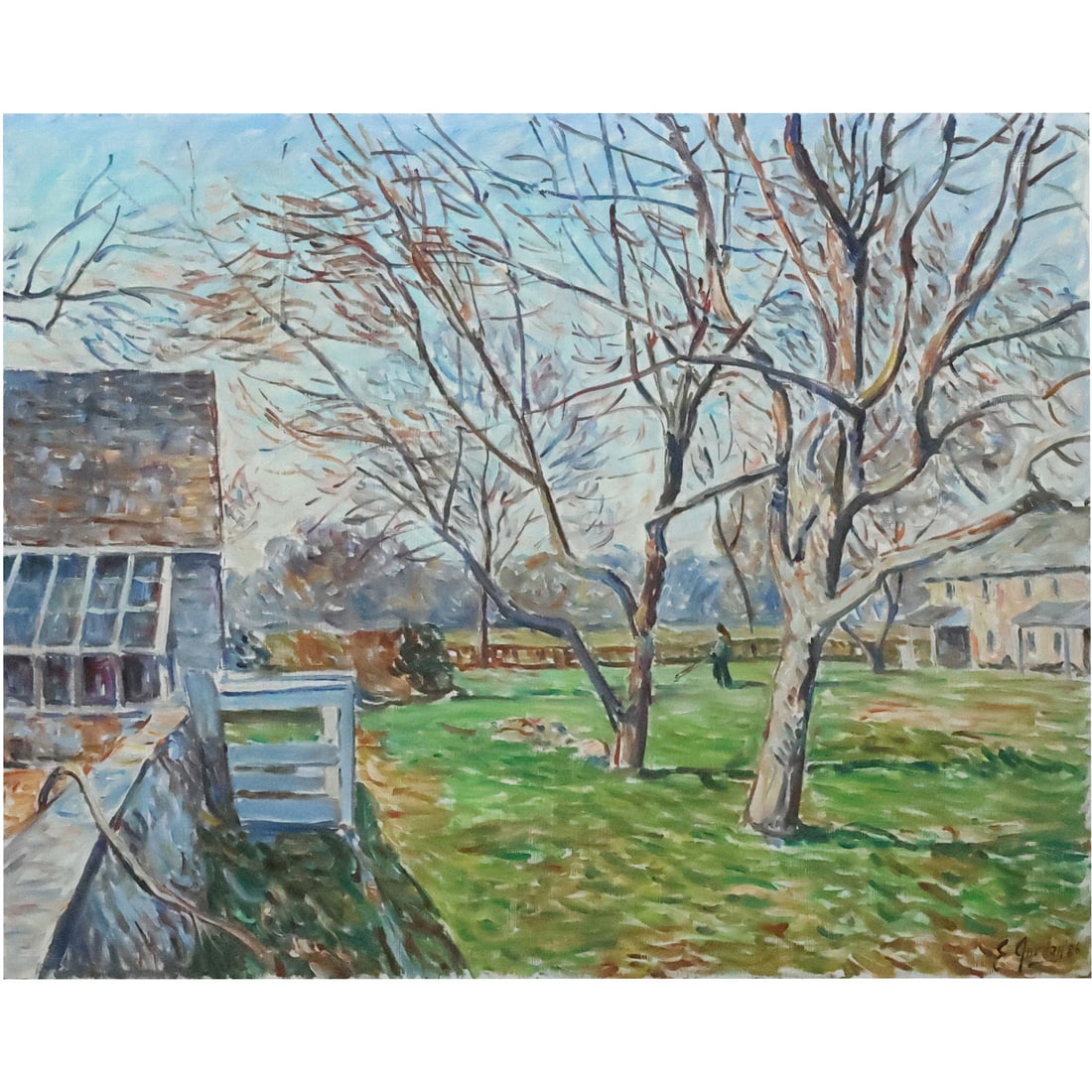 Edmond Jordan, Oil on Board Painting March, Hope Lodge Property 1986, Signed E Jordan: Edmond Jordan, Oil on Board Painting March, Hope Lodge Property 1986, Signed E Jordan. ARTIST IS EDMOND JORDAN aka Ned Jordan who was known for NJ and Maine Coastal Seascapes. size: 24 x 30