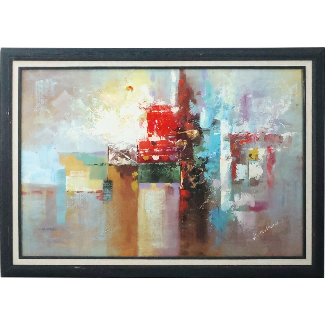K H Amen, 20th C. Oil on Canvas Painting Abstract Composition, Framed (1 of 20)