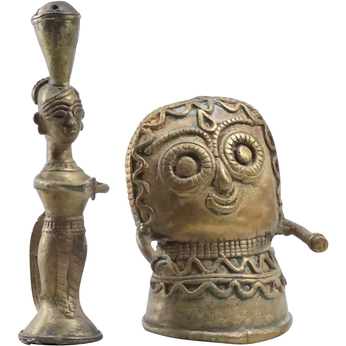 [2] Bronze African Tribal Figure Statues in Original Patina (1 of 20)