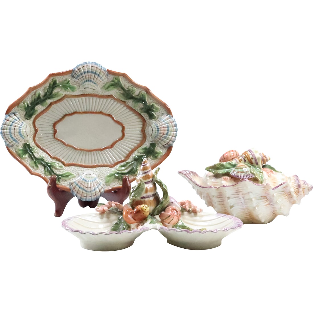 3 Assorted Fitz and Floyd Ceramic Conch Shell Bowl, Sweat Meat Dish, Platter (1 of 20)