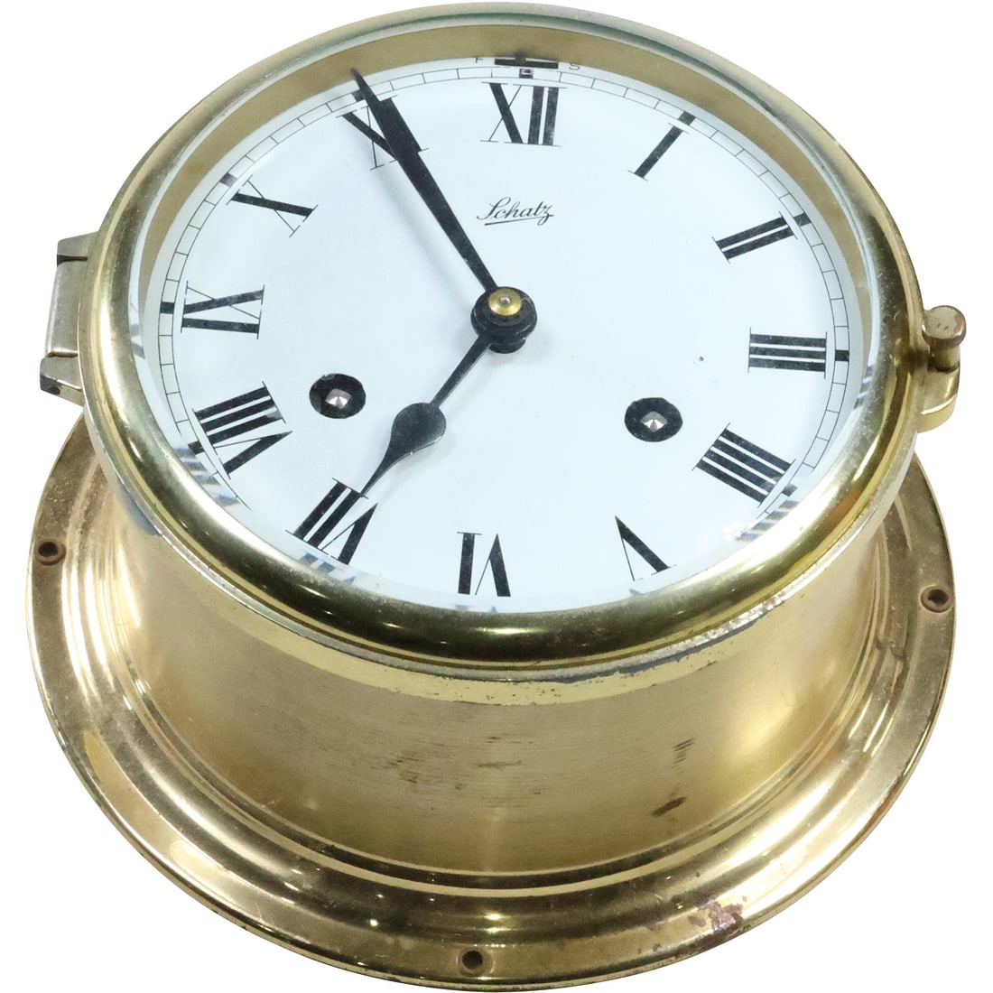 Schatz - Brass Ship's Clock, Key Wind, 7 inches diameter (1 of 20)