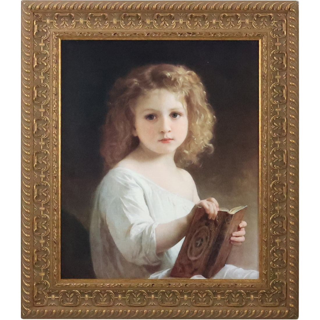 "The Story Book", Giclee on Canvas Framed after William Bougereau, French 1825-1905 (1 of 20)