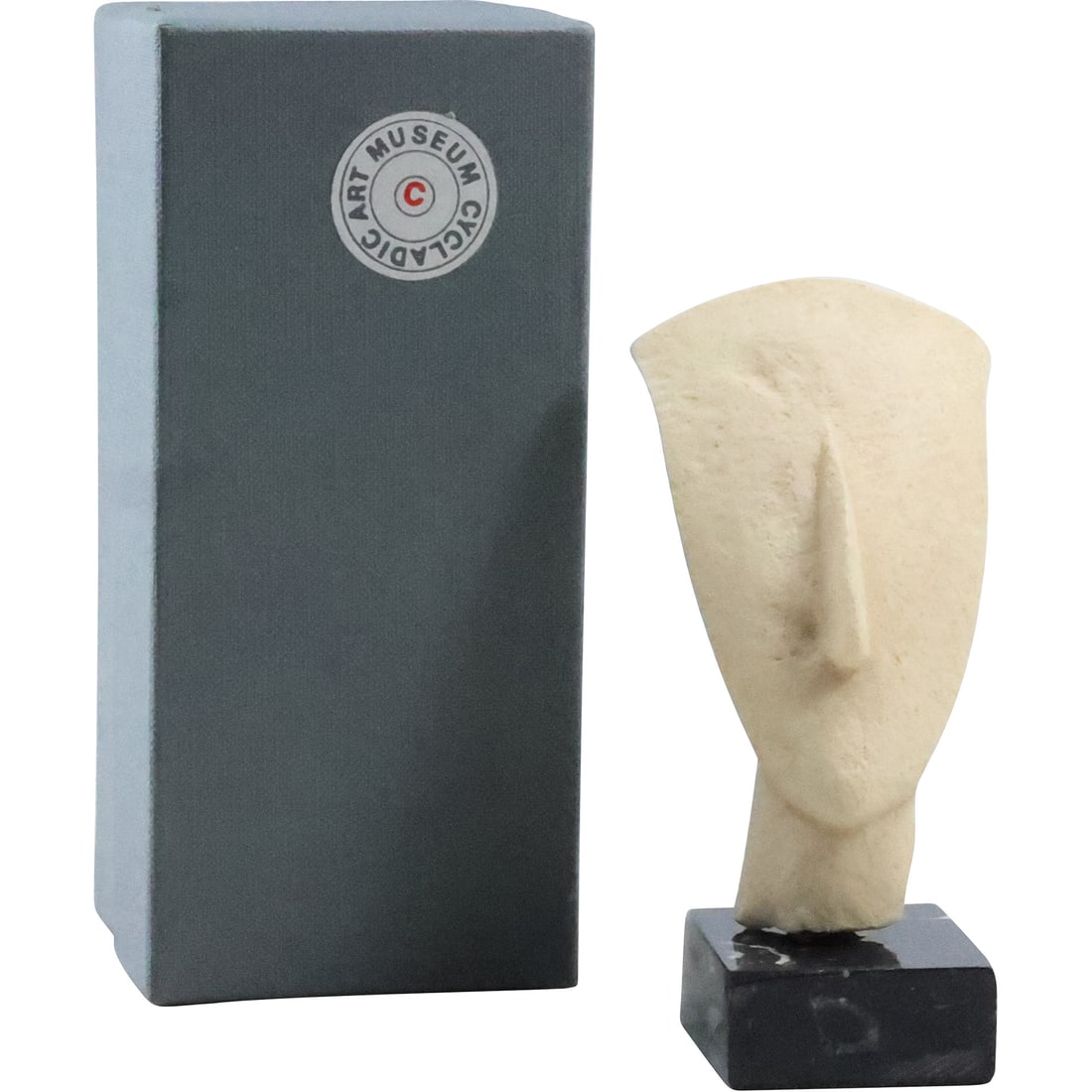 Cycladic Art Museum, Head of Marble Figure Copt in Resin Sculpture, with Box (1 of 20)