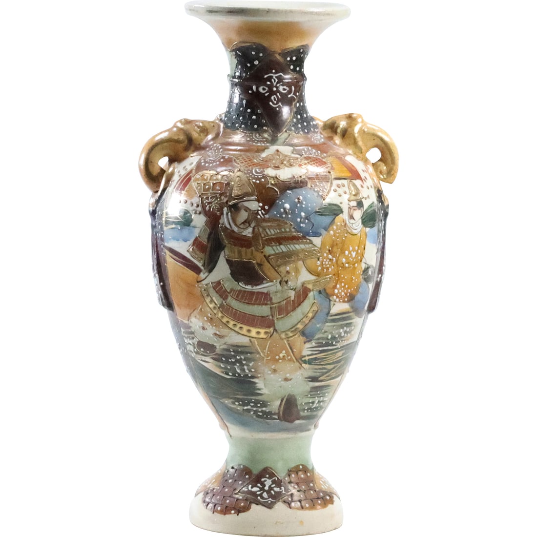 Tall Vintage Satsuma Vase with Samurai Figures 12.25 inches height (1 of 20)