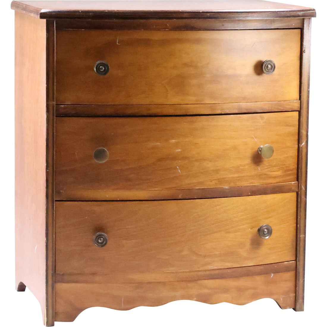 Miniature Mahogany Bow Front 3-Drawer Chest 15.5 inches height x 14.24 in. wide (1 of 20)