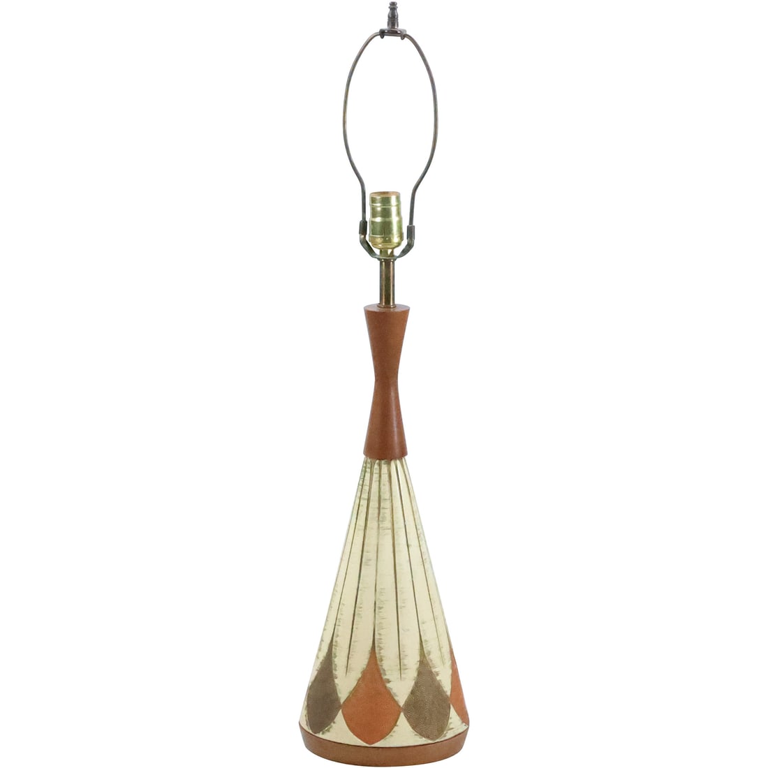 Mid-Century Modern 1960s Ceramic and Wood Danish Design Table Lamp 30 in. overall height (1 of 20)