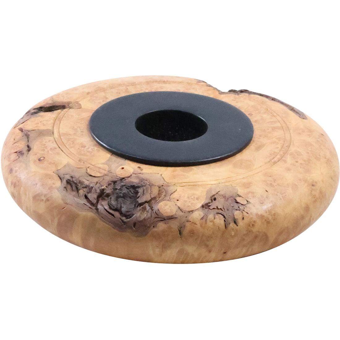 WARREN VIENNEAU 1994, Signed Turned Burlwood Flower Frog Vase with Original Tag (1 of 20)