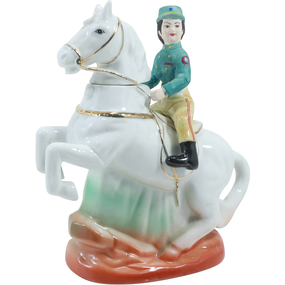 Asian Maker Porcelain Military Figure Riding a White Horse Statue 8.75 in. height x 7.75 in. wide (1 of 20)