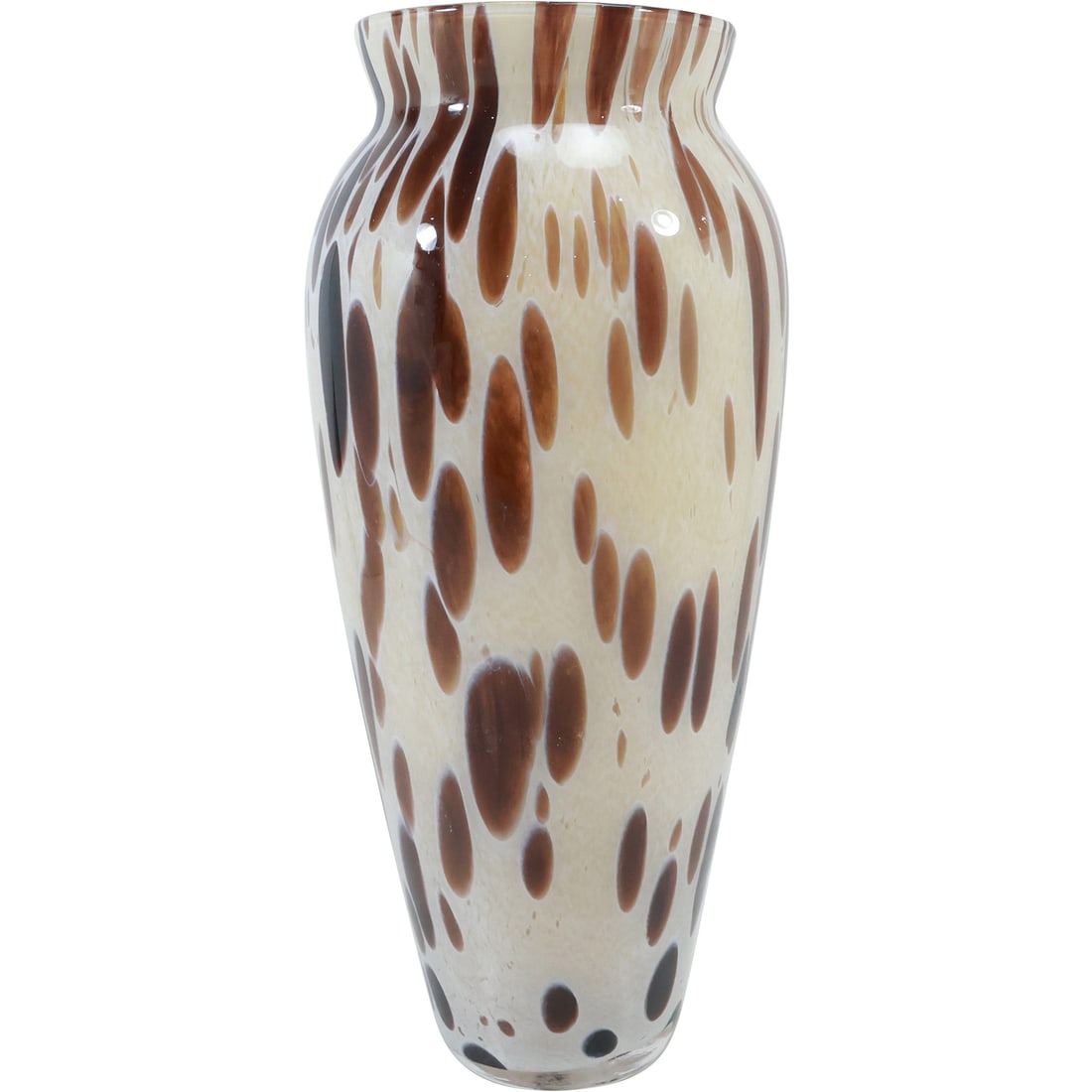 20th Century Italian Glass Vase Brown Tortoise Shell Style Spots 15 inches height x 6 in. wide (1 of 20)