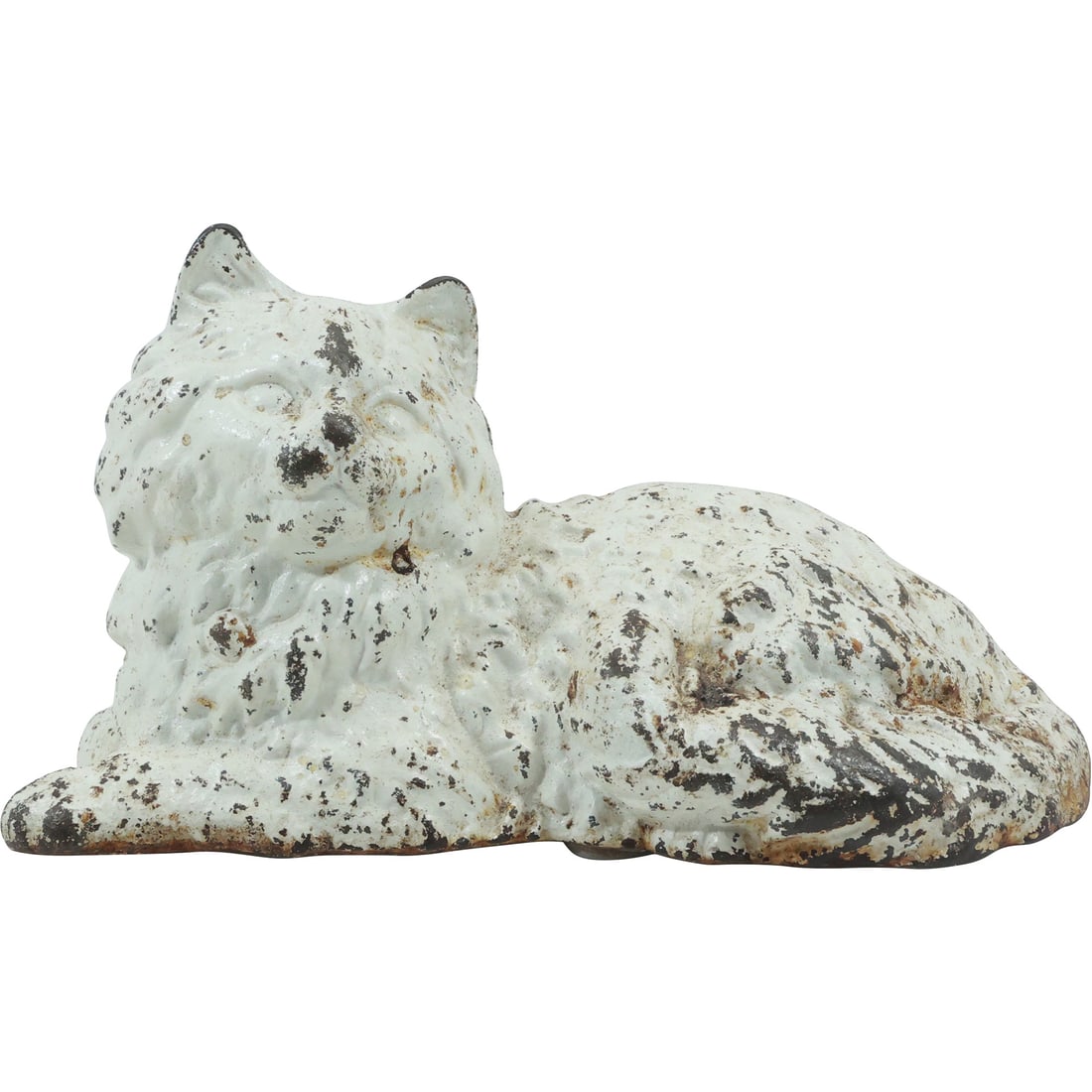 Antique Hubley Style Cast Iron White Cat Doorstop 6 in. height x 10.25 in length, original paint (1 of 19)