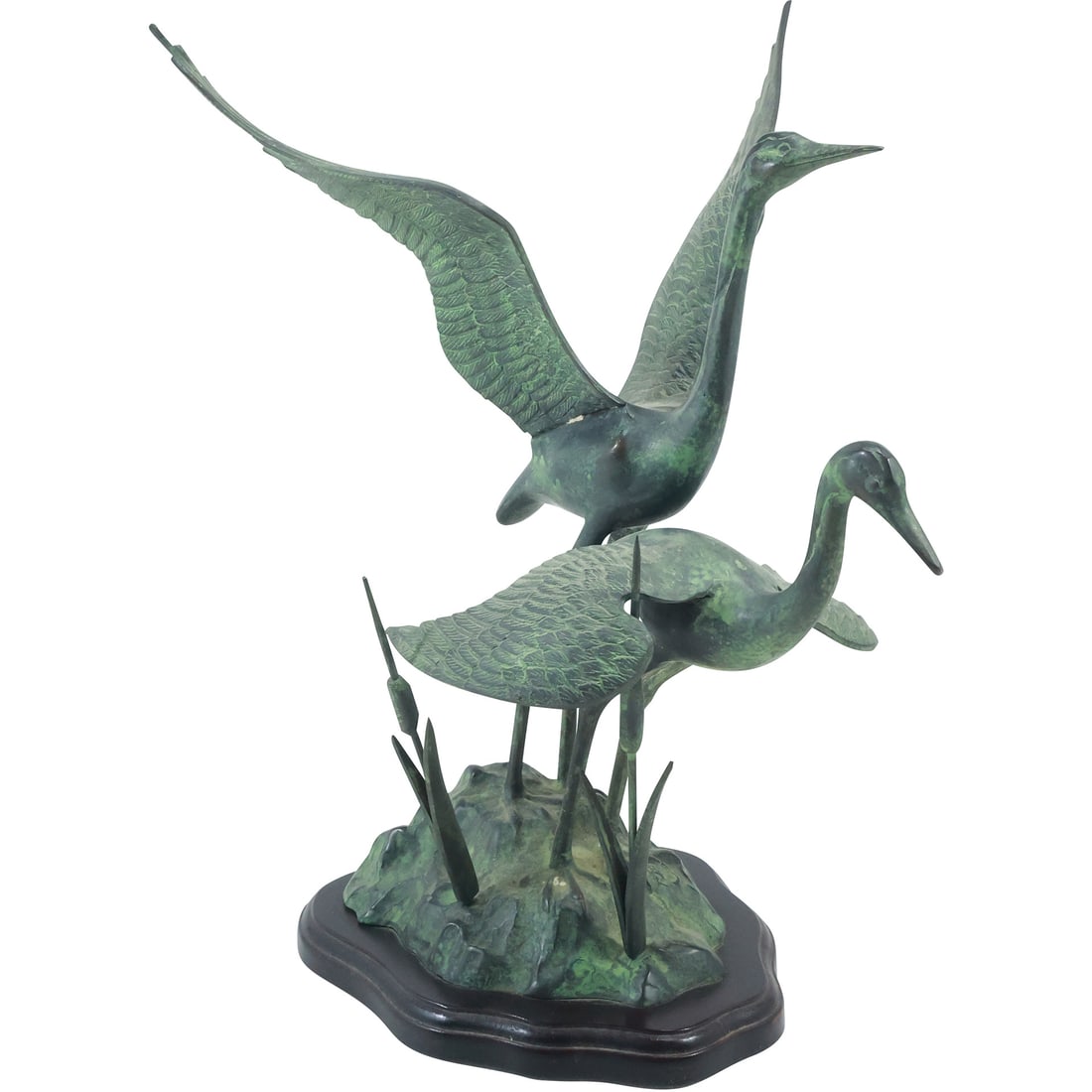Bronze Sculpture of 2 Cranes in Natural Setting, Good Patina, 15.25 in. height x 7.75 in. wide (1 of 20)