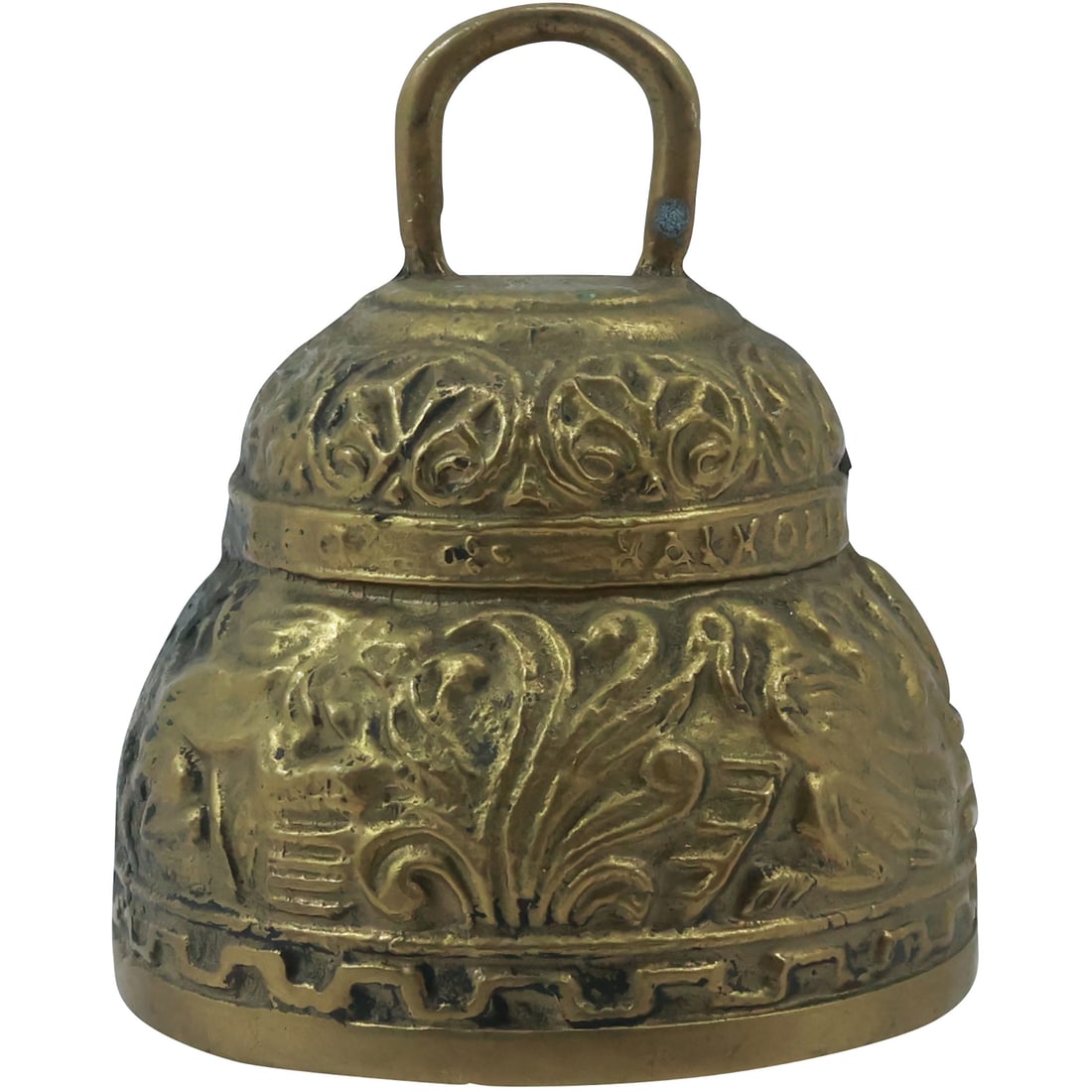 Heavy Cast Bronze Monastery Bell Fancy All Over Pattern 5.75 in. x 4.75 in. (1 of 20)