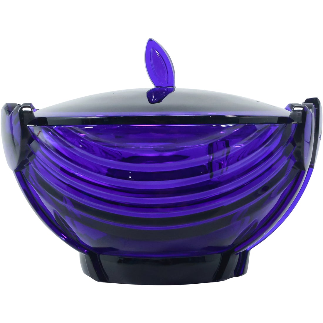 Crystallina Poland Cobalt Blue Glass Covered Candy Dish with Box (1 of 20)