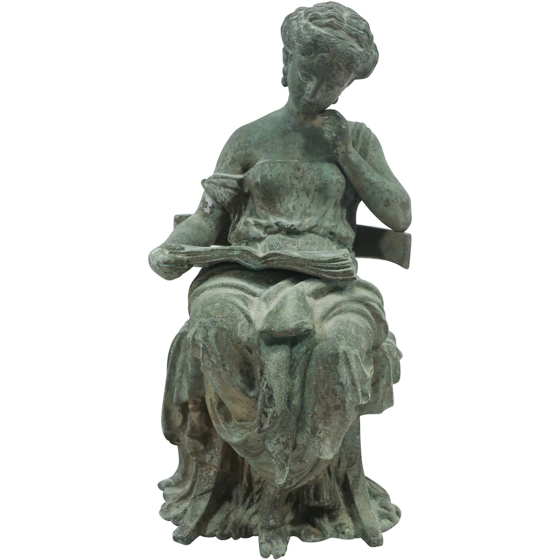 19th C. Victorian Cast Metal Spelter Statue of a Woman Reading Book, 10.5 in. height x 5.5 in. wide (1 of 20)