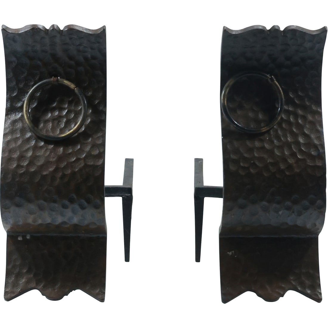 Circa 1920s Cast Iron Arts and Crafts Mission Style Fireplace Andirons 12.25 in. height: Circa 1920s Cast Iron Arts and Crafts Mission Style Fireplace Andirons 12.25 in. height. size: 12.25 in. x 18.25 in. x 4.5 in.