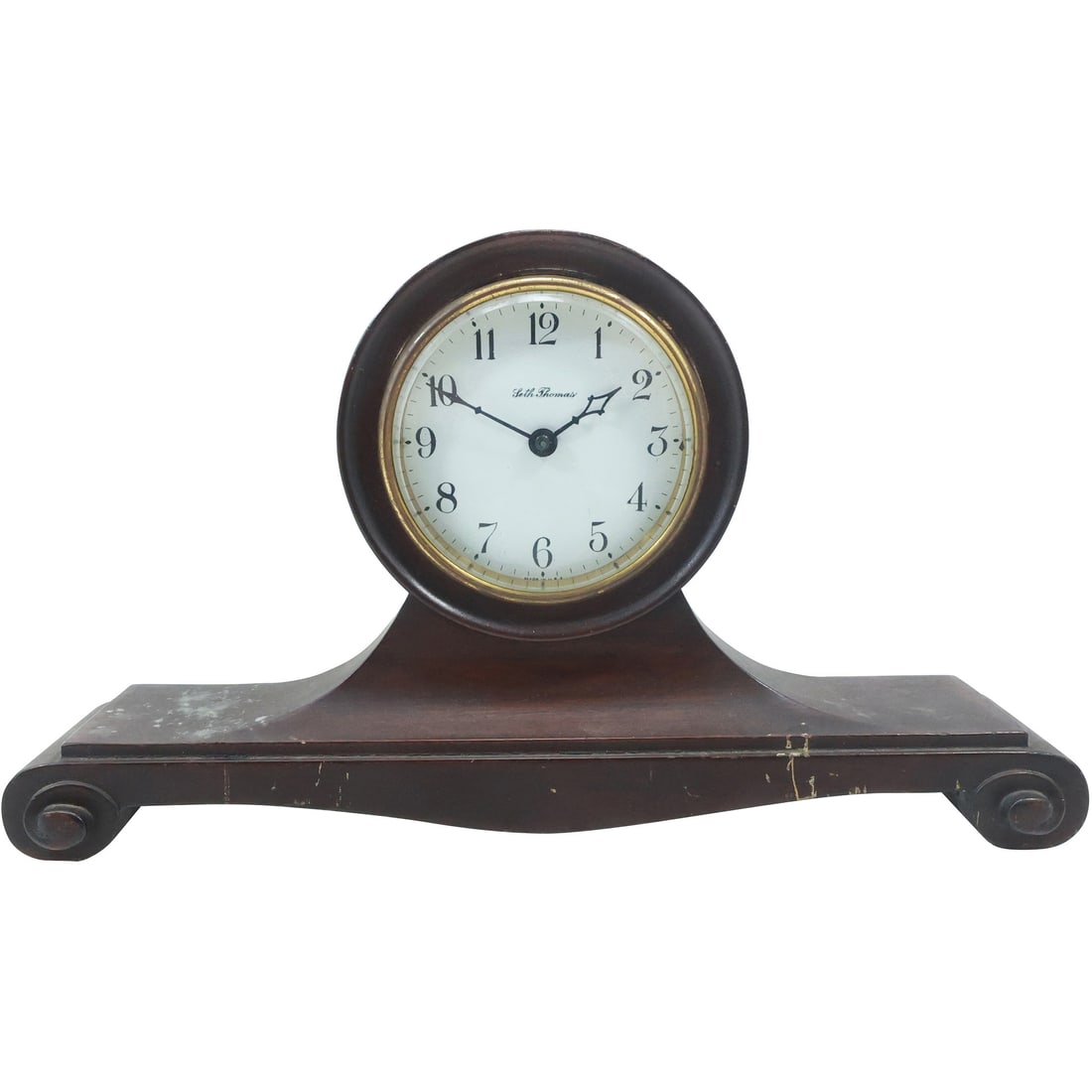 SETH THOMAS Vintage Mahogany Mantle Clock, Brass Works, Original Key (1 of 20)