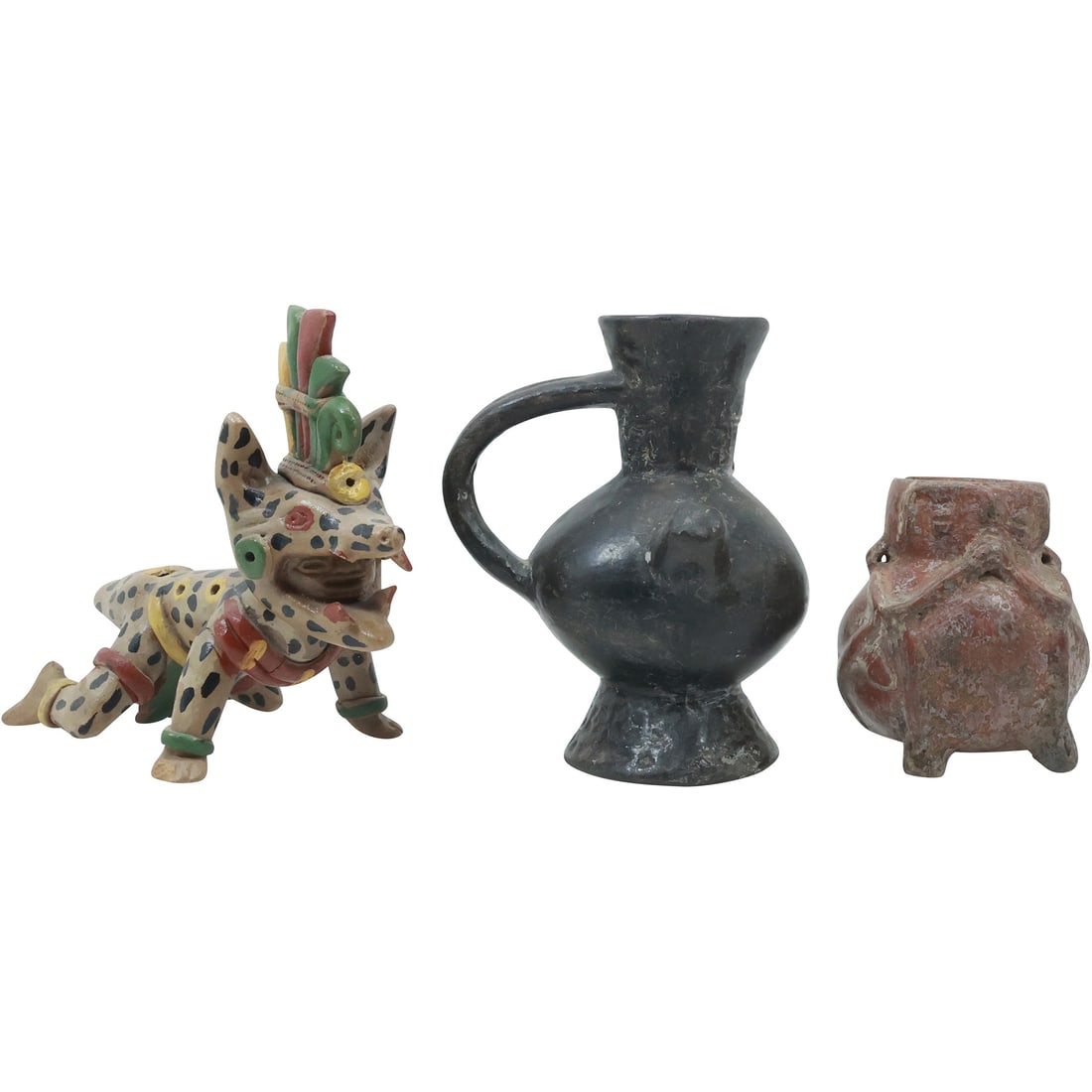 Native Pottery Man in Animal Costume, 2 Pre-Columbian Pottery Vessels / Vases (1 of 19)