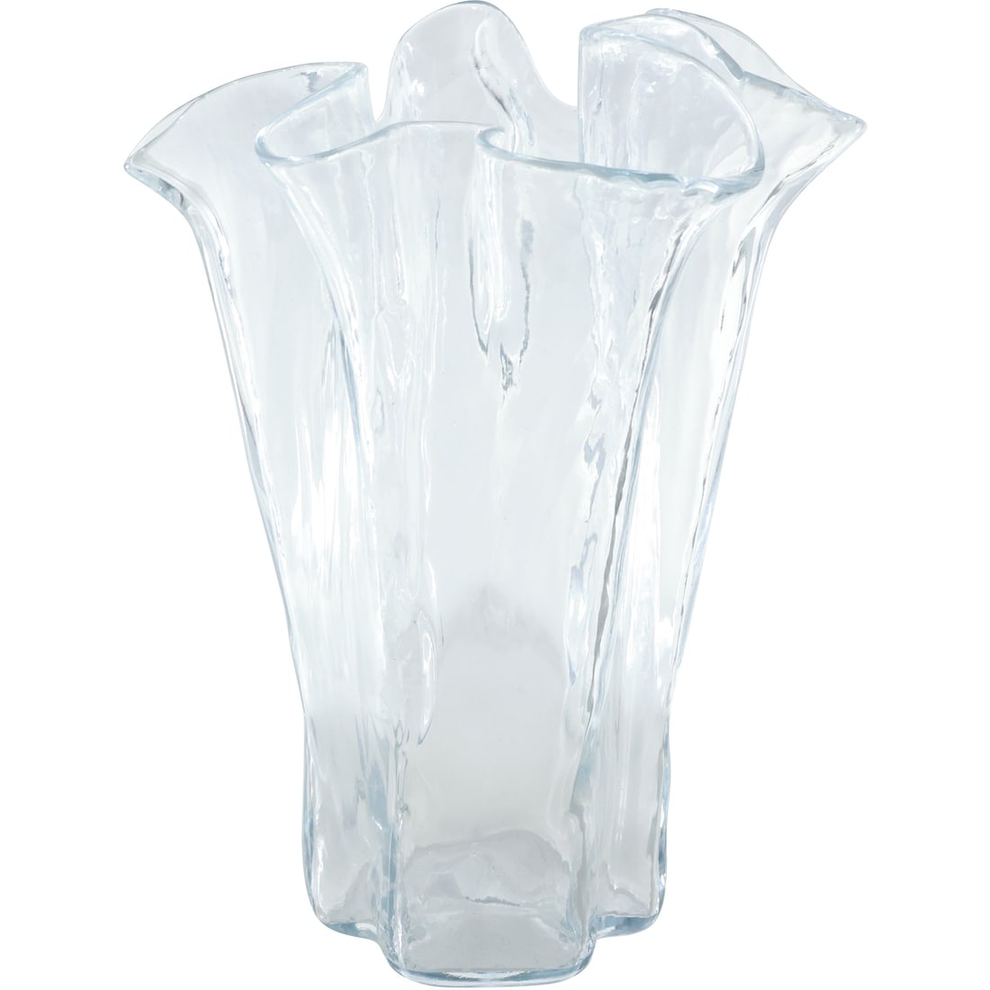 Hand Blown Clear Handkerchief Glass Vase 8.75 in. x 6.75 in.: Hand Blown Clear Handkerchief Glass Vase size: 8.75x6.75