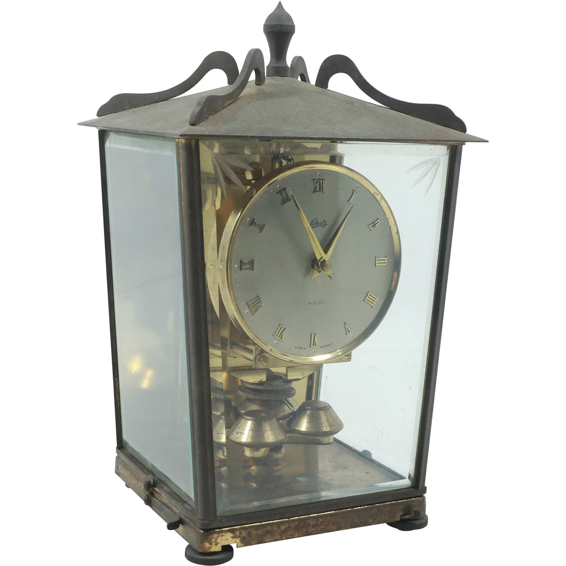 Schatz 400 Made in Germany, Brass Regulator Clock with Crystal Panels Case (1 of 20)