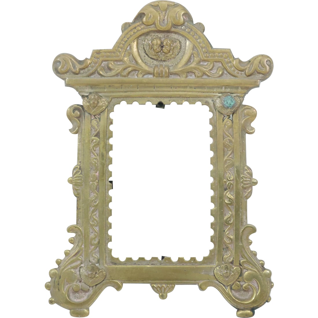 Cast Bronze Picture Frame with Cupid Faces Crest 12.75 in. x 9 in. (1 of 19)