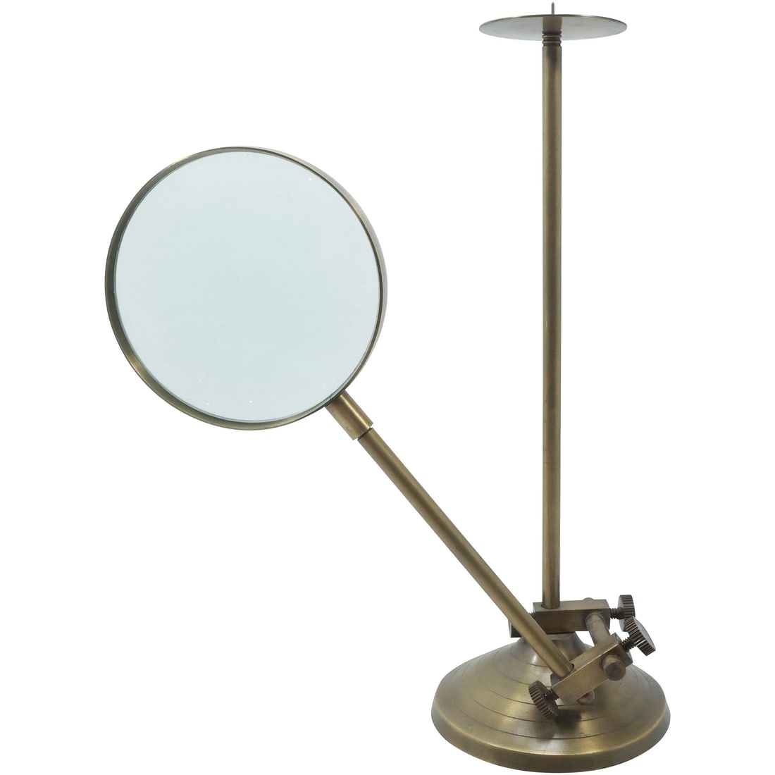 Sea Captain's Desk Top Adjustable Magnifying Glass with Center Candle Holder 14.5 in. height: Sea Captain's Desk Top Adjustable Magnifying Glass with Center Candle Holder 14.5 in. height. size: 14.5x5