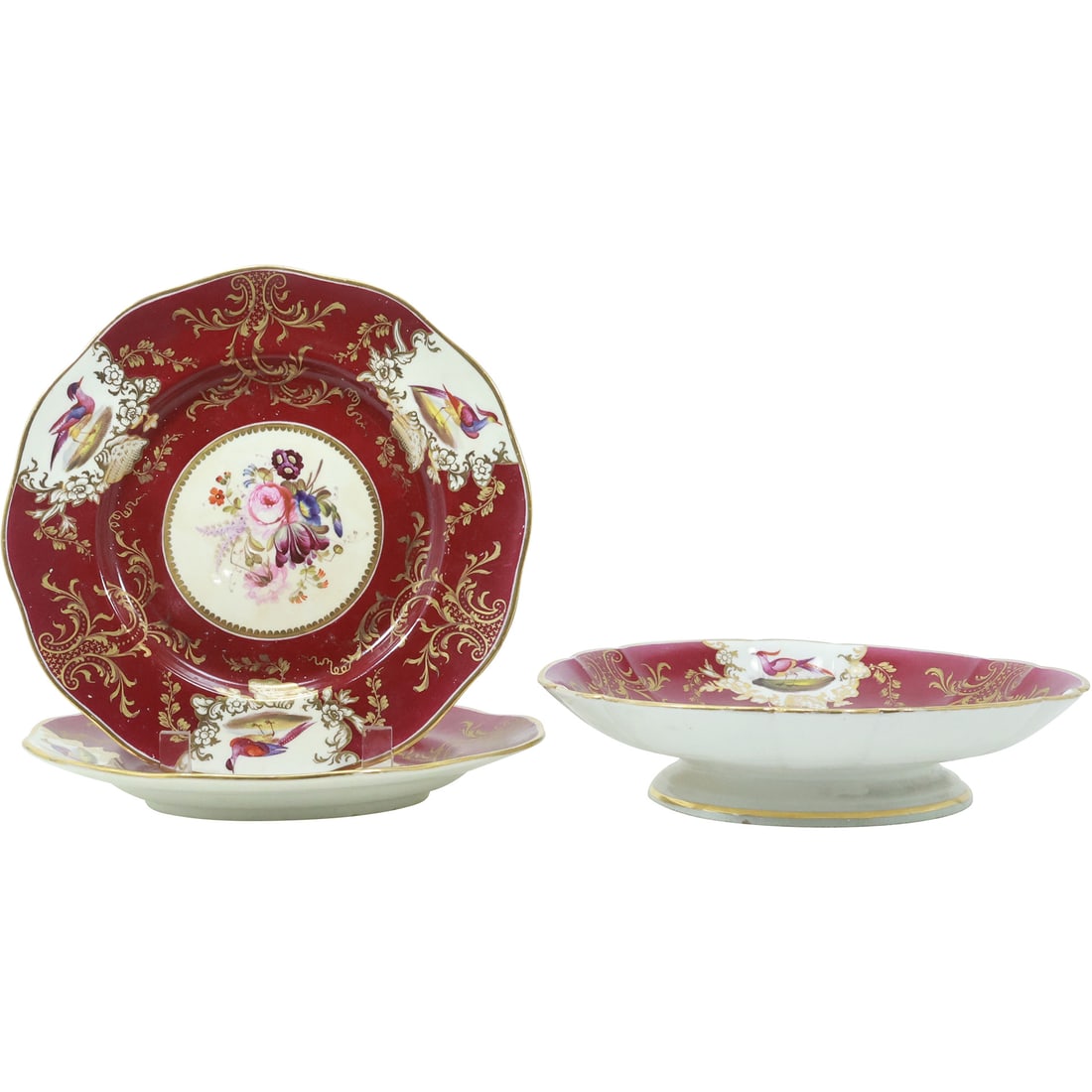 [3] Copeland Spode 19th C. Decorated 2 Cabinet Plates and Matching Pedestal Base Plate (1 of 20)