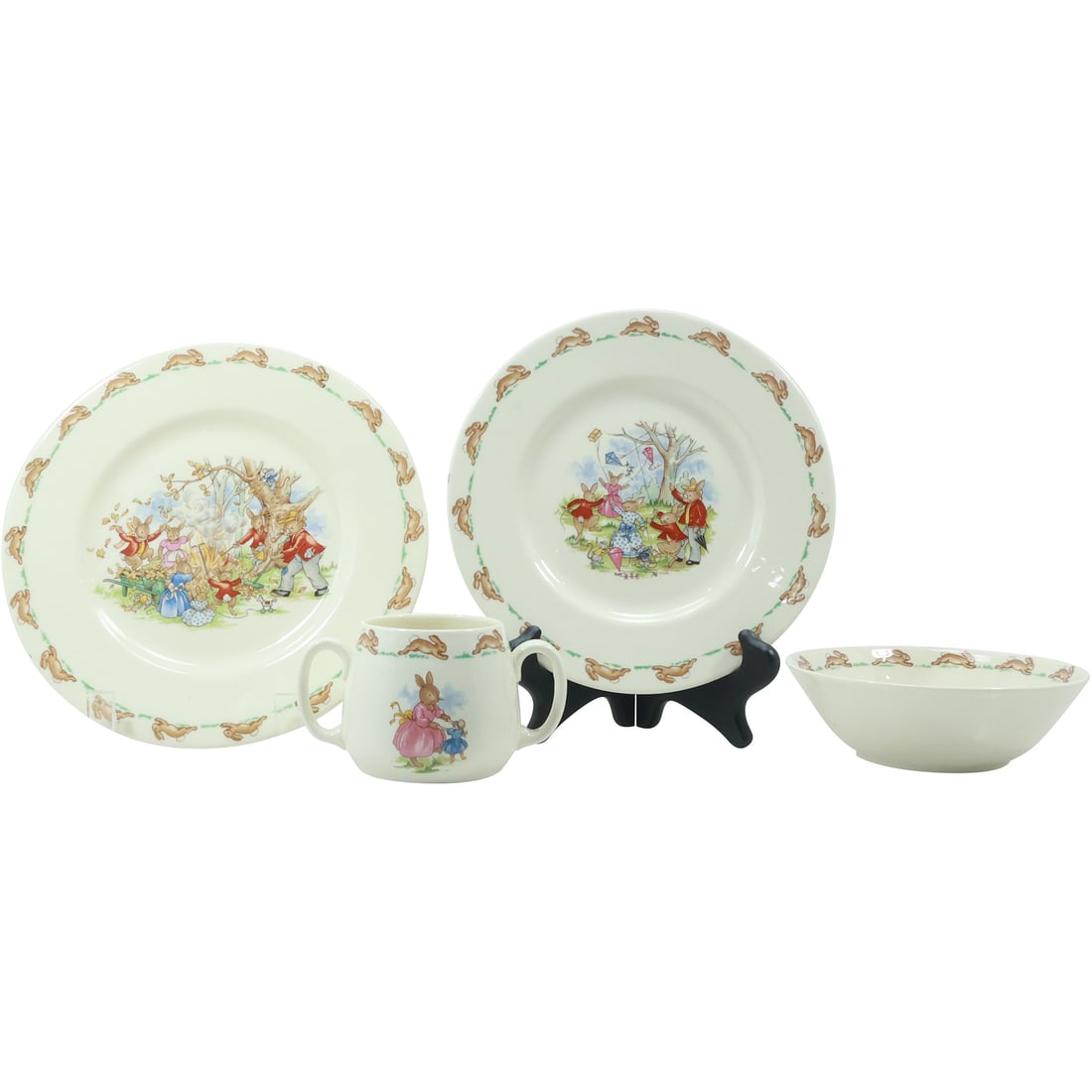 Royal Doulton Bunnykins Setting 2 Plates, Double Handles Cup, Bowl (1 of 20)