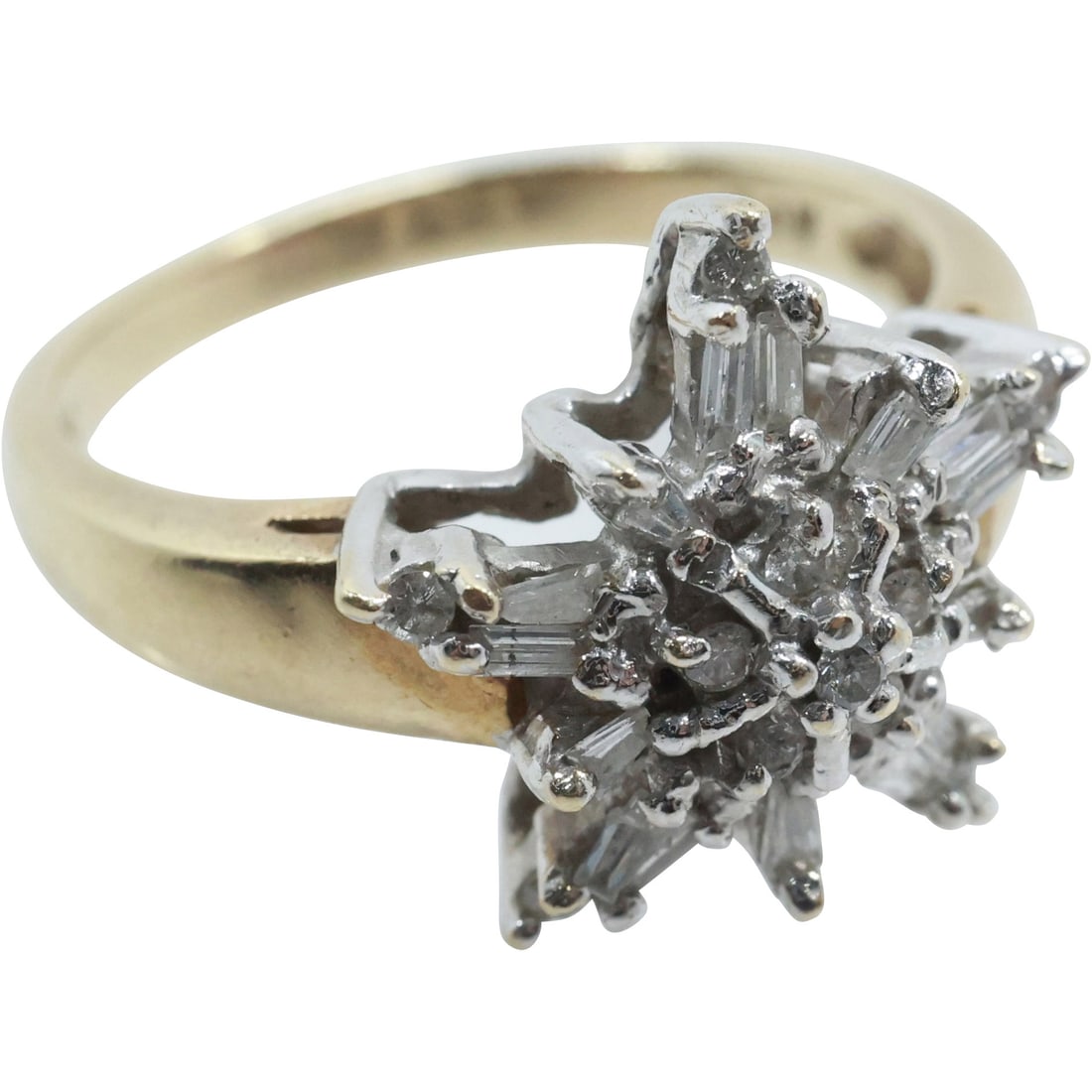 Stunning 14K GOLD with DIAMONDS "North Star" Ring Size 7 , 5/8 in. diameter (1 of 18)
