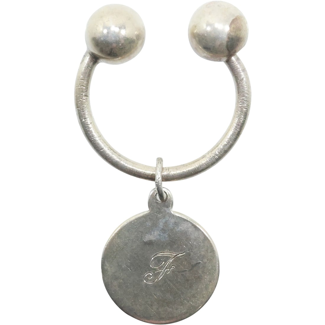 TIFFANY & CO MAKERS Sterling Silver Key Chain with Pendant Charm 1 1/8 in. x 1 1/8 in. (1 of 19)