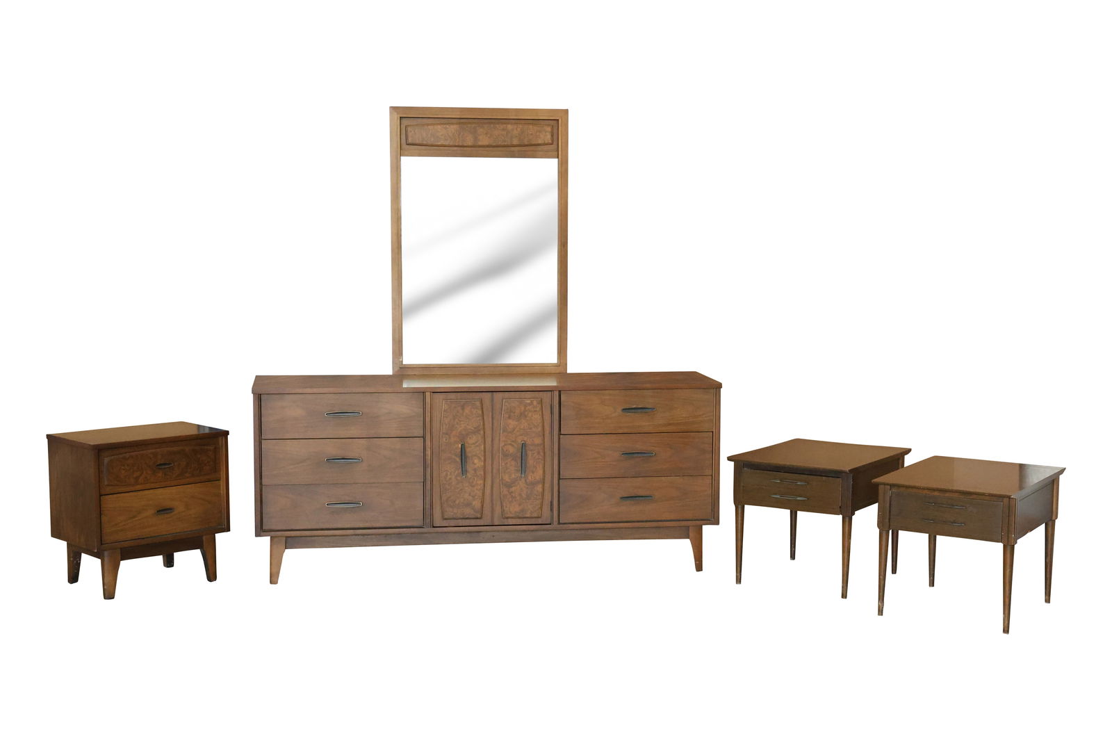 Lenoir House Mid Century Burlwood and Walnut 5pc bedroom set (1 of 13)
