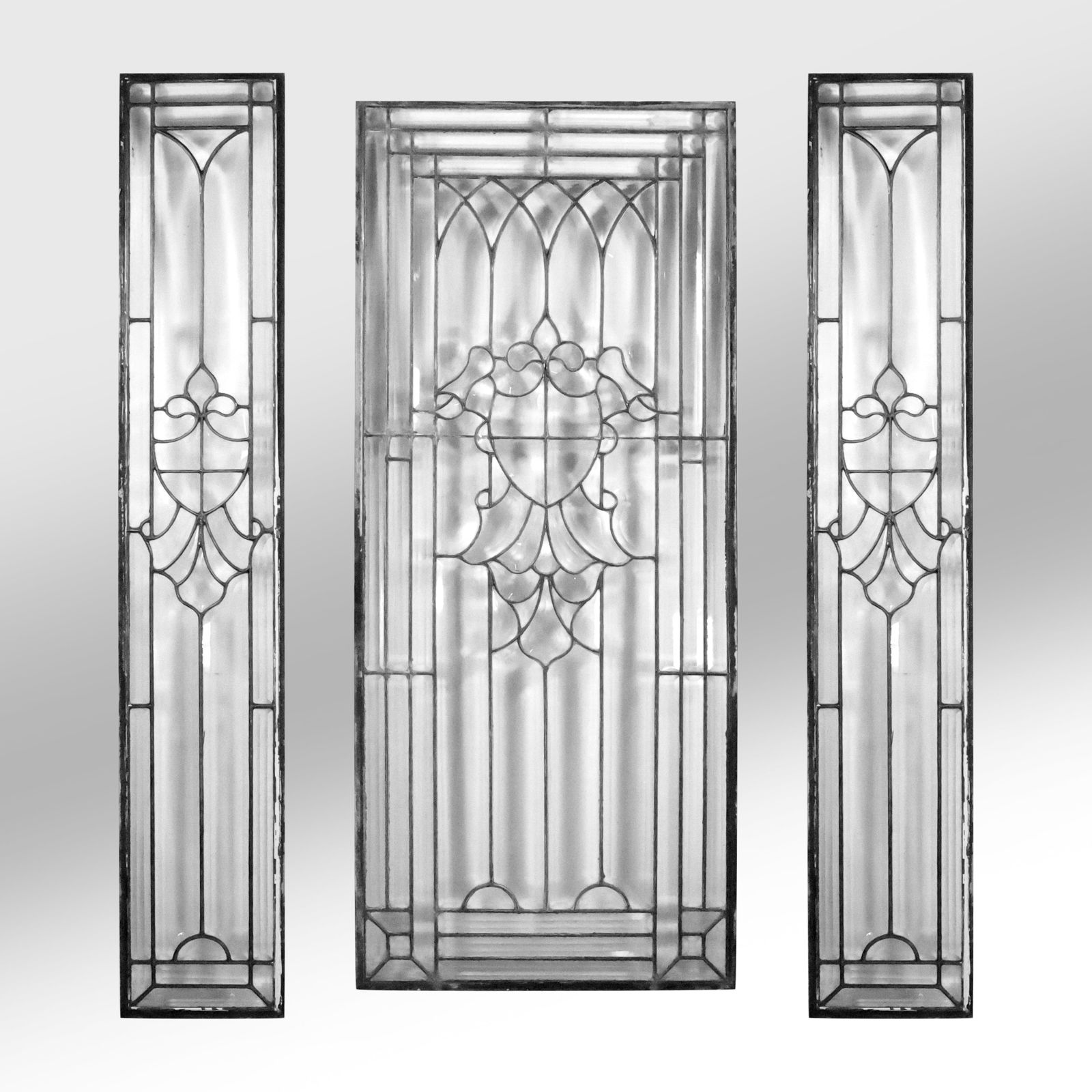 Antique Leaded Stained Glass Window Panels (Set of 3) (1 of 20)