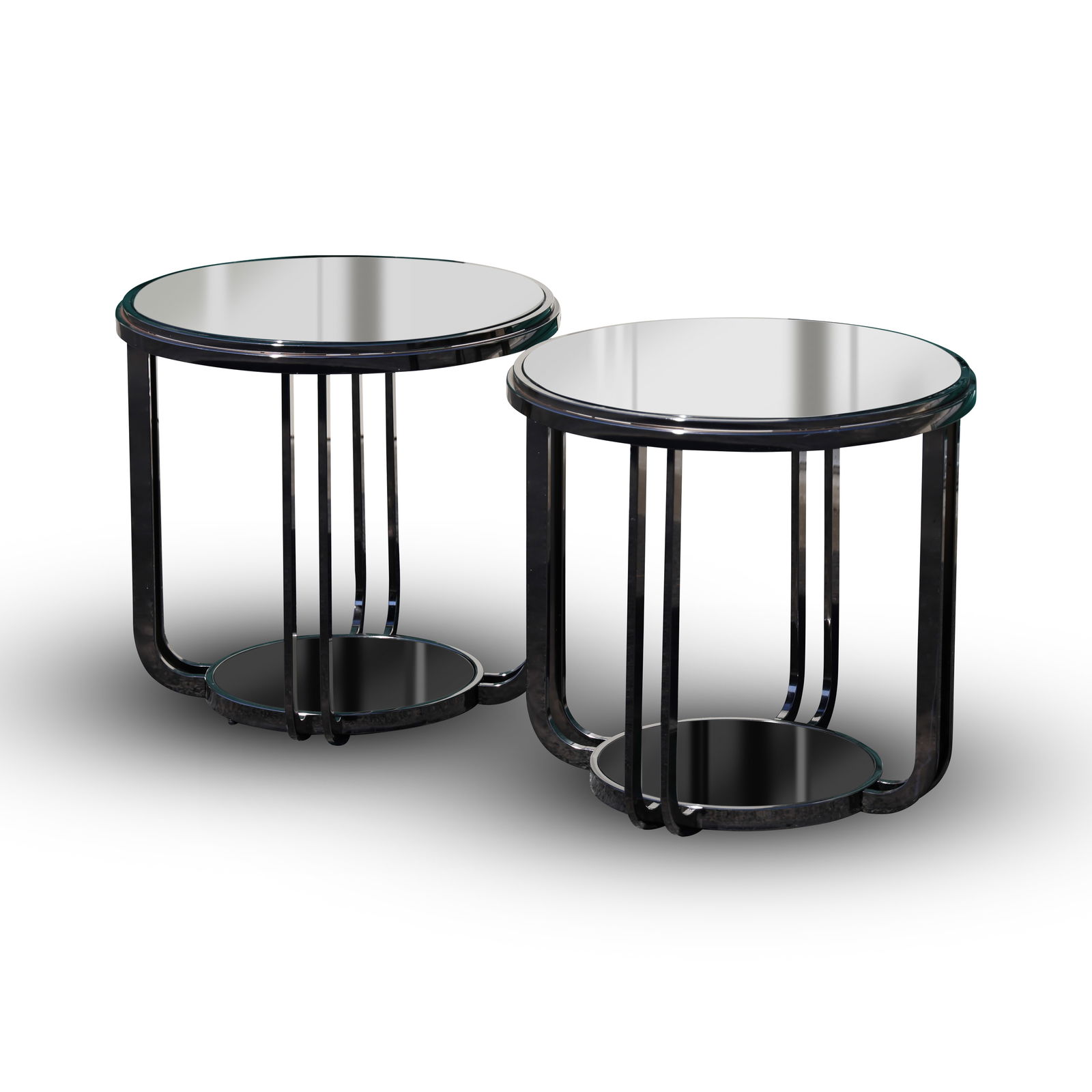Pair of Edison Black Nickel Plated Round Coffee Tables (1 of 20)