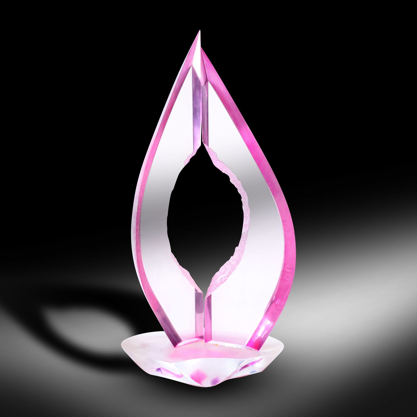 Hivo Van Teal Signed Abstract Lucite Sculpture in Pink/Magenta (1 of 20)