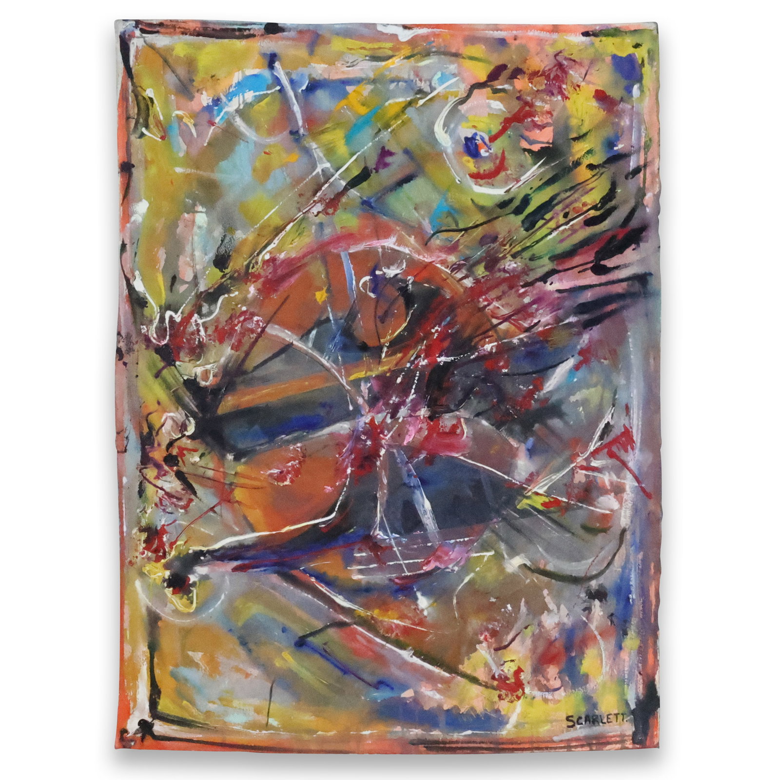 Rolph Scarlett (1889-1984) Abstract Painting On Paper: Dive into the vibrant and dynamic world of abstract expressionism with this captivating painting by Rolph Scarlett, an influential figure in the modern art movement. Acquired locally in Woodstock, NY,