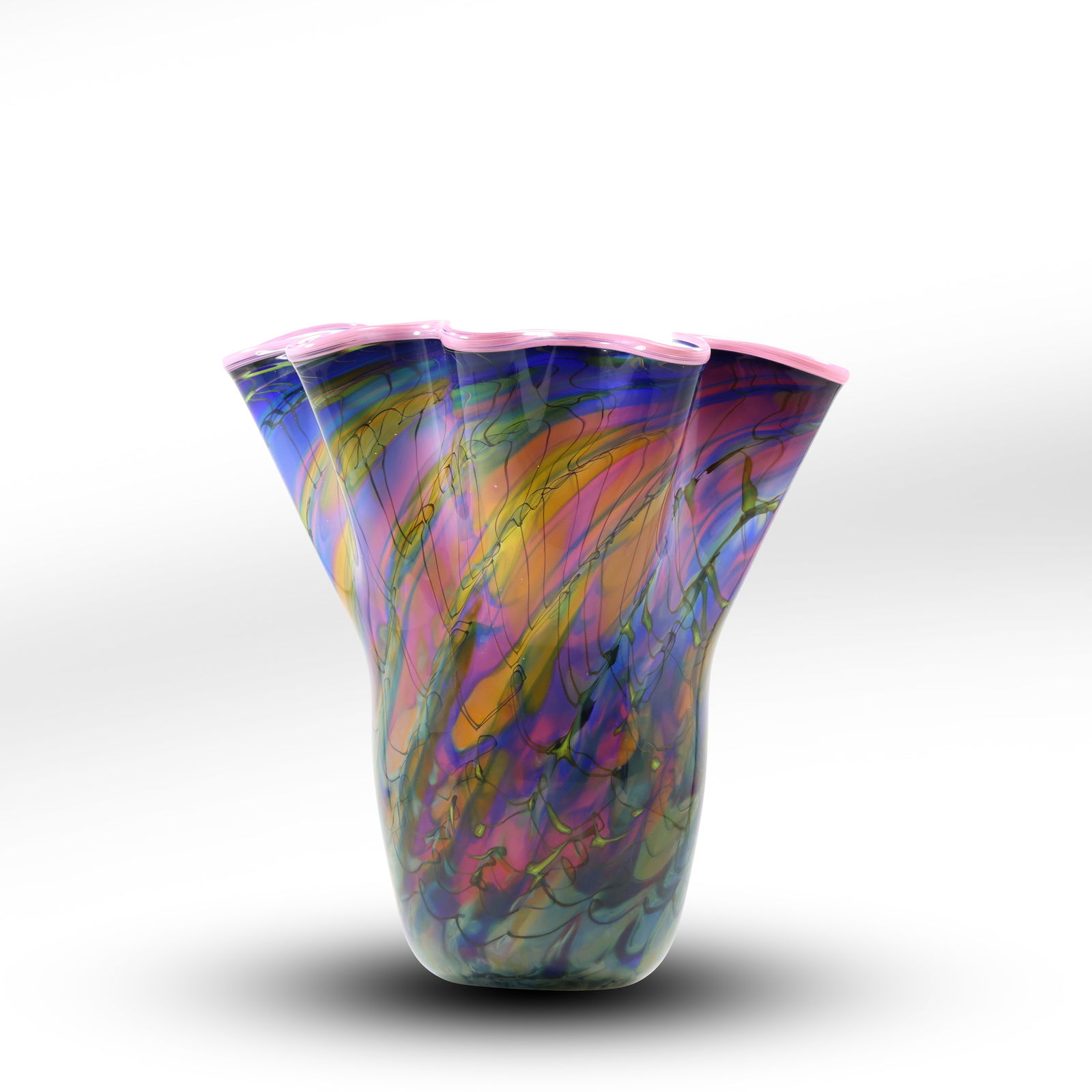 Paul Allen Counts Colorful Art Glass Handkerchief Vase – Rare (1 of 20)