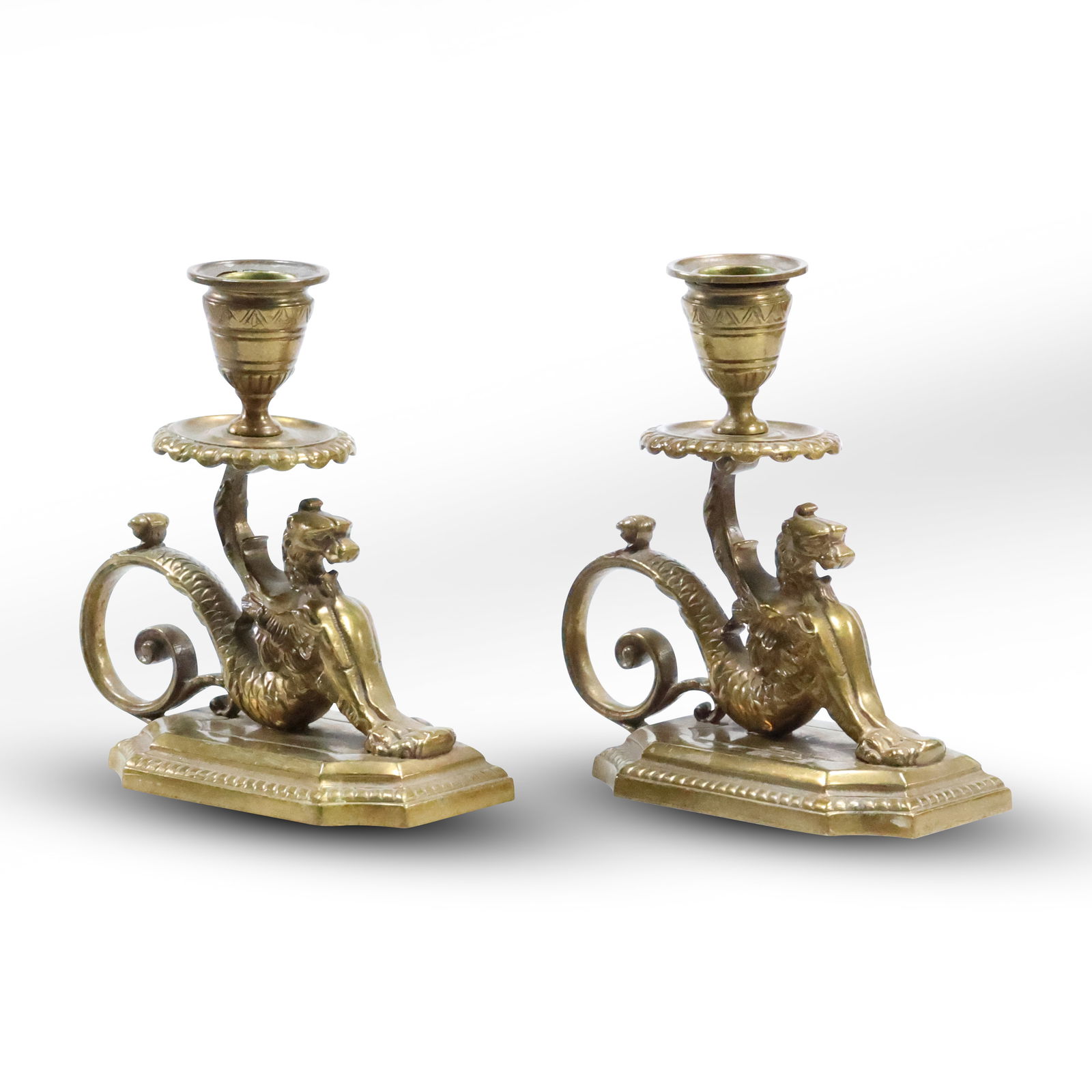Antique 19th C. Bronze Victorian Candle Holders Aesthetic Movement Griffins 6 in. x 5.5 in. (1 of 20)