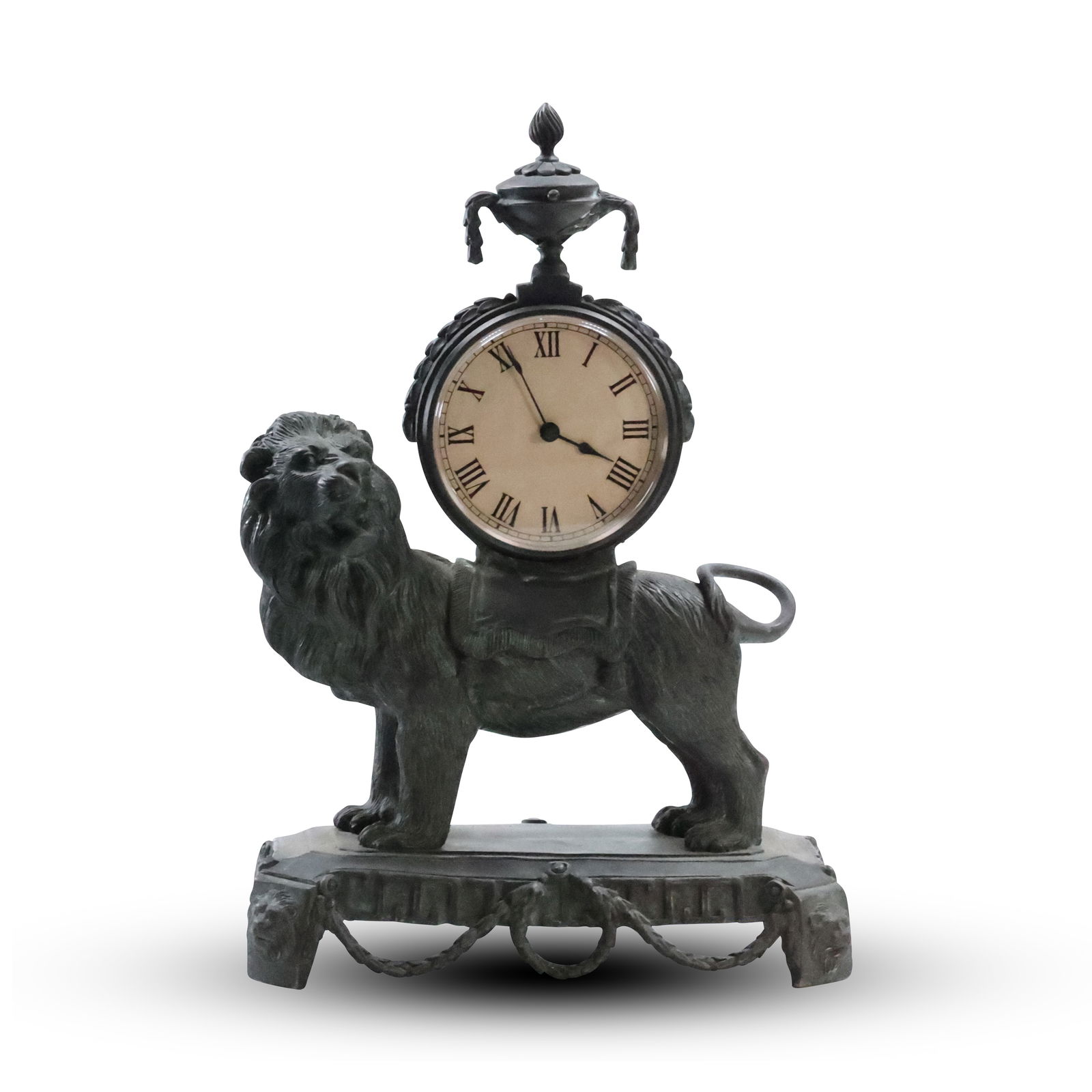 Maitland Smith Bronze Lion Figural  Mantle Clock 13 inches height x 9.25 in. length (1 of 20)