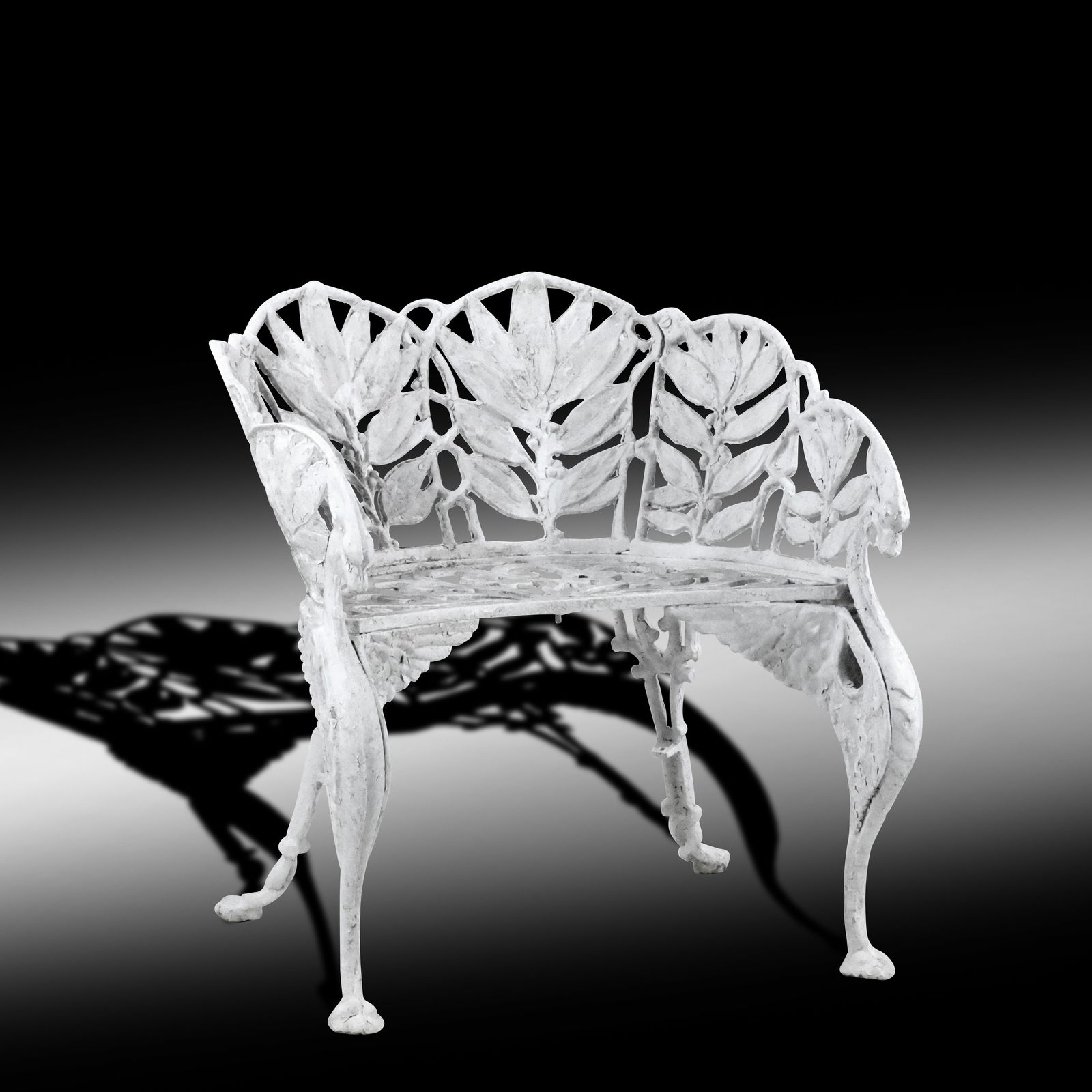 Antique Cast Aluminum Metal Laurel Pattern Pair of Curved Back Garden Chair (1 of 20)