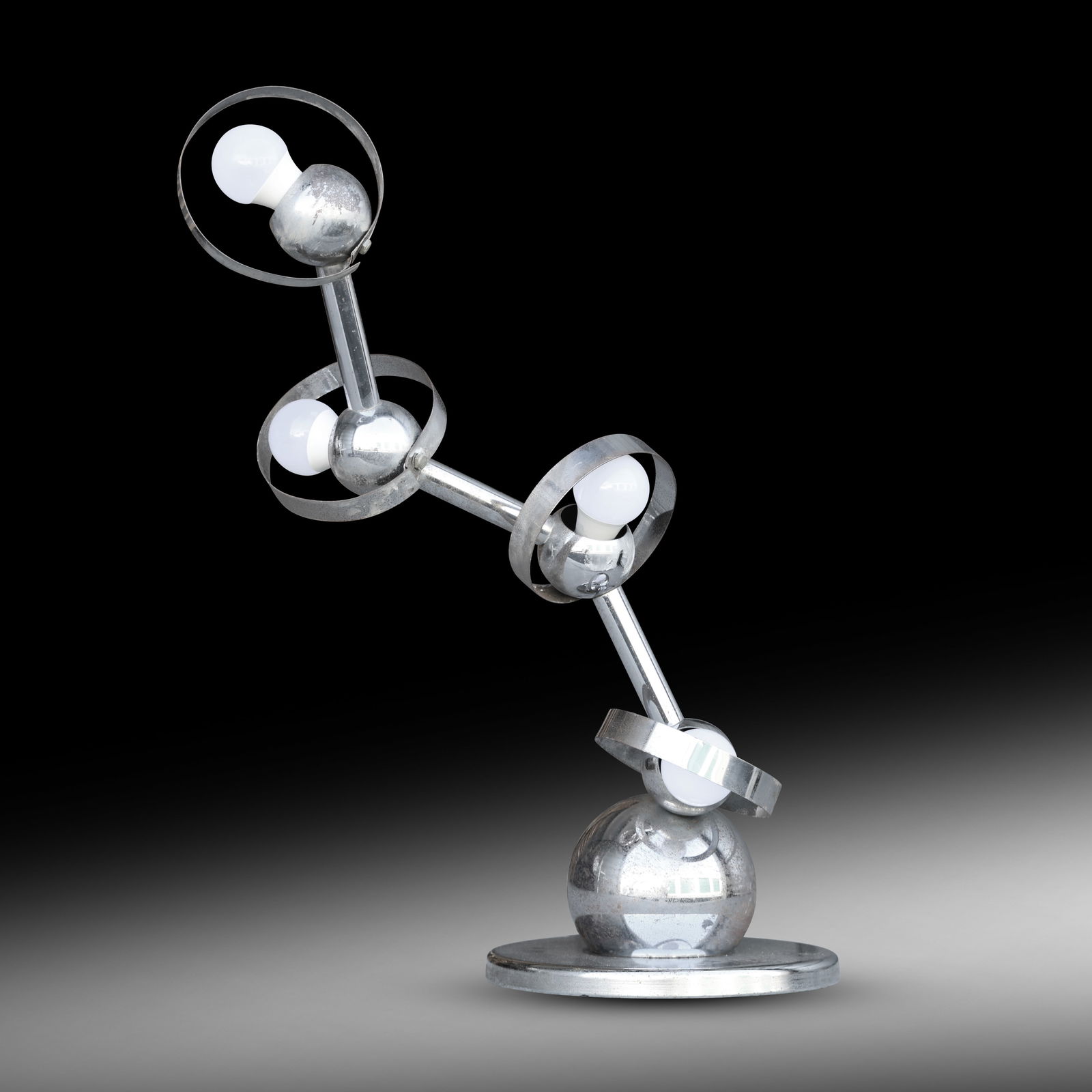 Mid-Century Modern Space Age Orbital Chrome Table Lamp 29 inches total height (1 of 16)