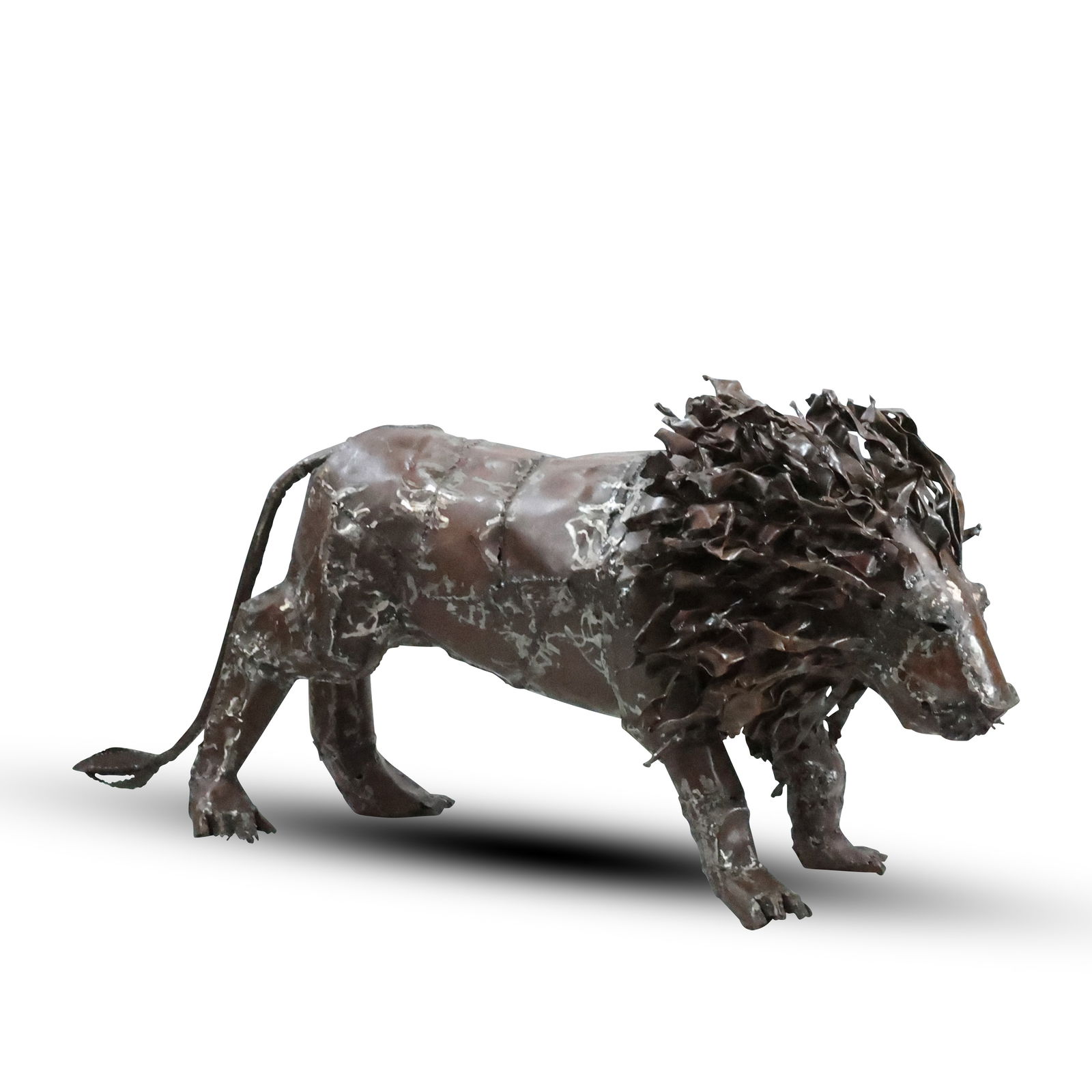 Large Brutalist Metal Sculpture of a Lion 18 in. height x 38 inches length (1 of 20)