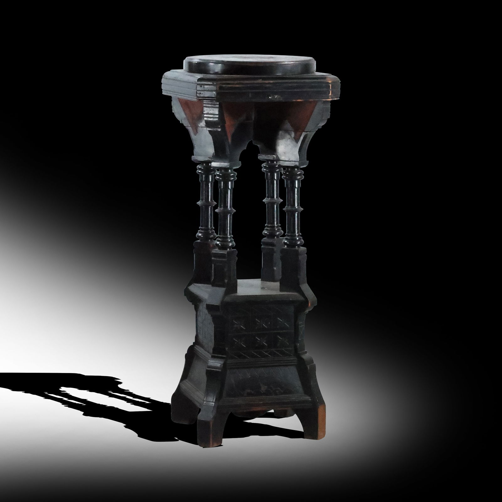 Pedestal, c. 1870. Attributed to Daniel Pabst (American, 1826-1910). Ebonized Cherry 41 in. height (1 of 20)