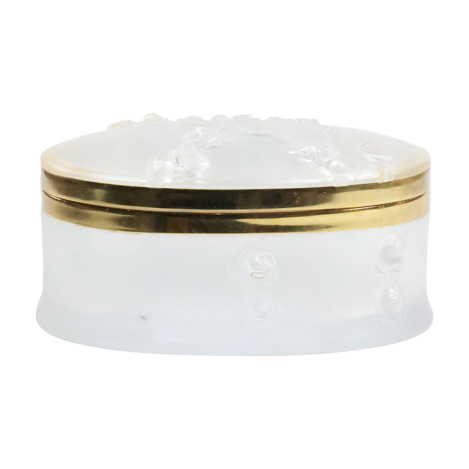 Lalique Crystal Coppelia Pattern Rose Garland Covered Dresser Box France 7 in. diameter (1 of 20)