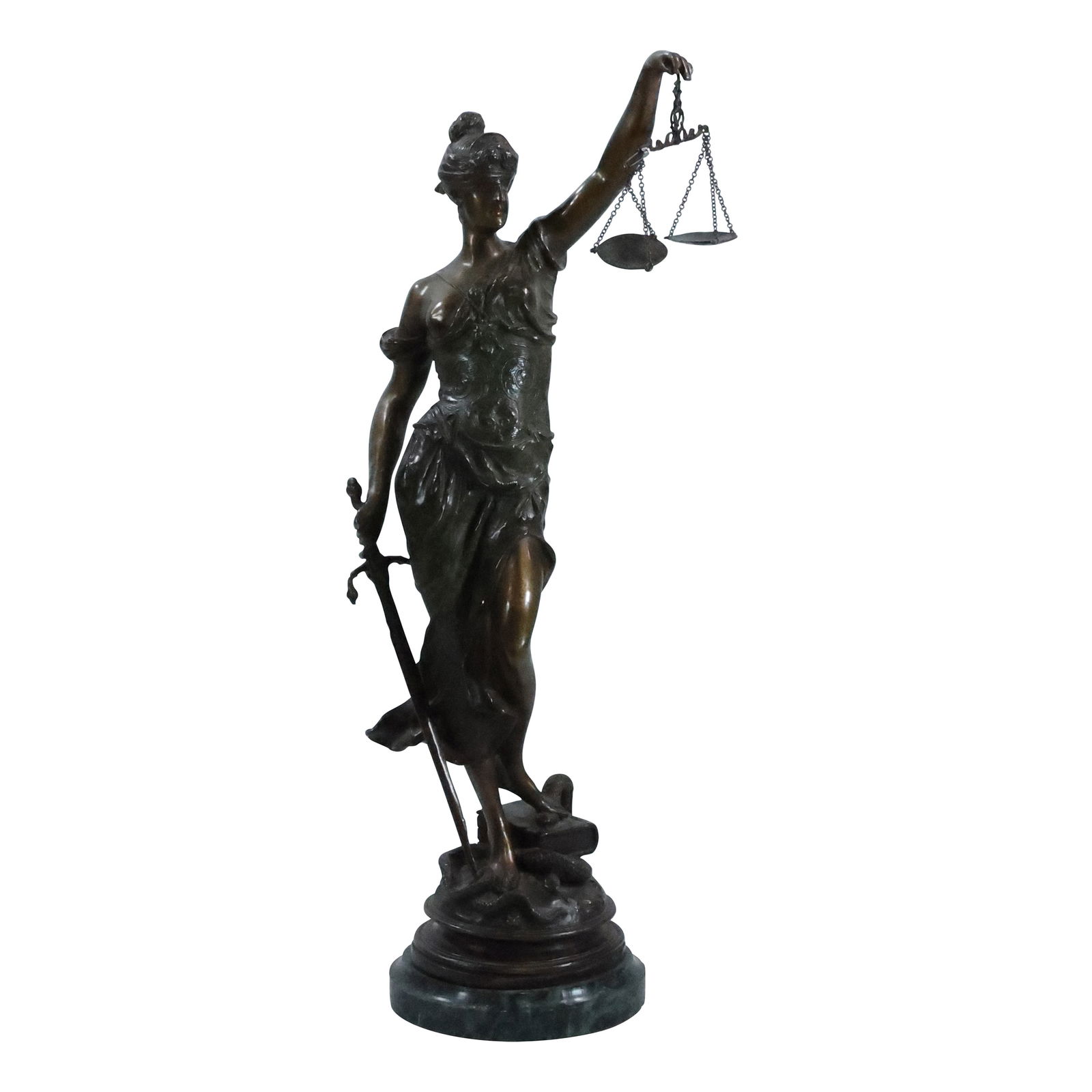 Large Bronze Sculpture Figure Justice after Mayer, 23.5 inches height, good patina (1 of 20)