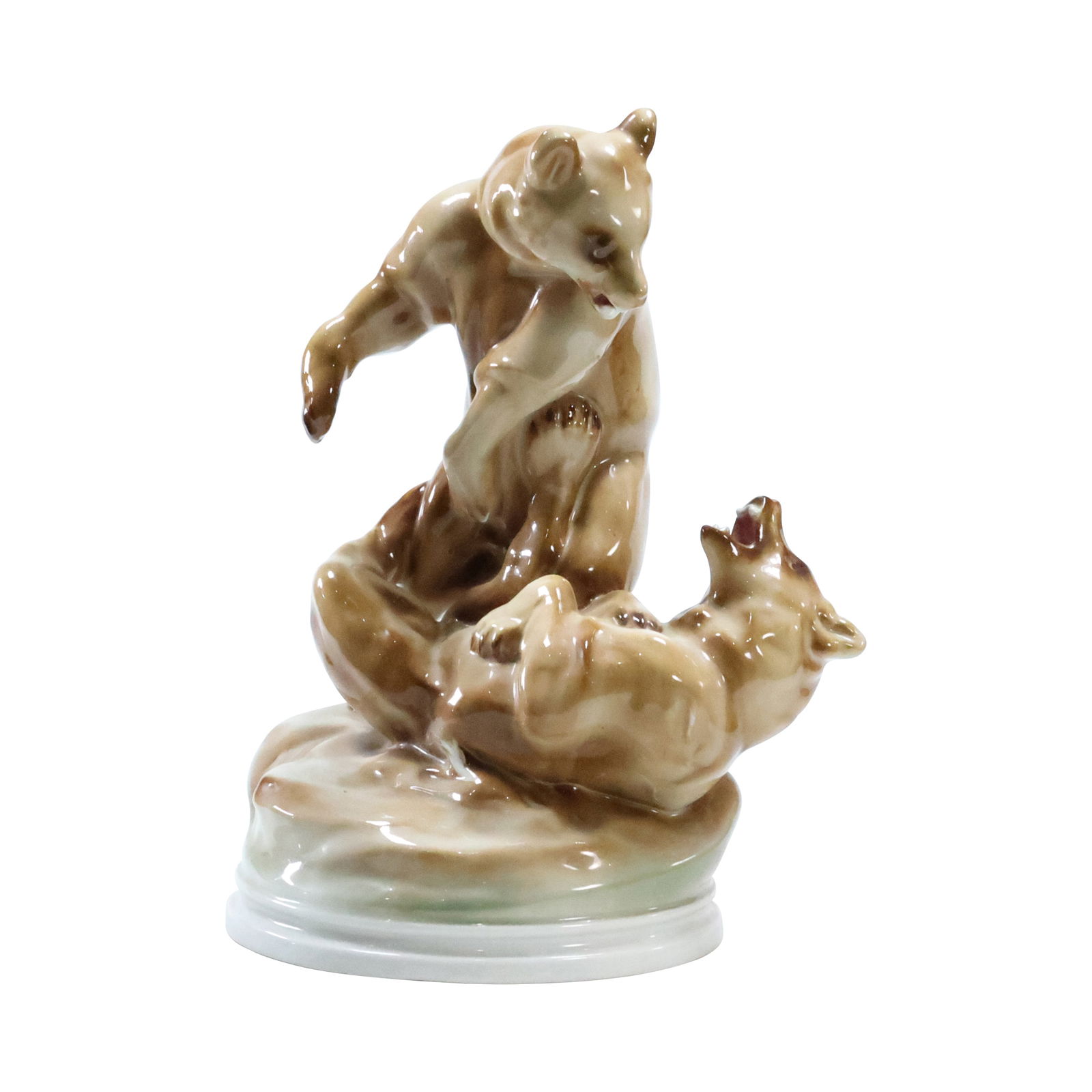 Zsolnay PECS Fighting Bears Figurine Hungary Markup Bela ca. 1911, 11.75 in. height (1 of 20)